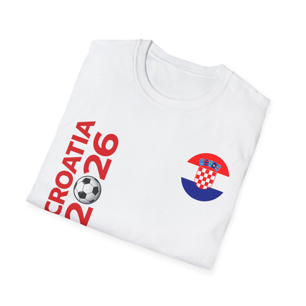 Croatia 2026 Soccer T-Shirt — Cup Fans Tee with Flags & Trophy
