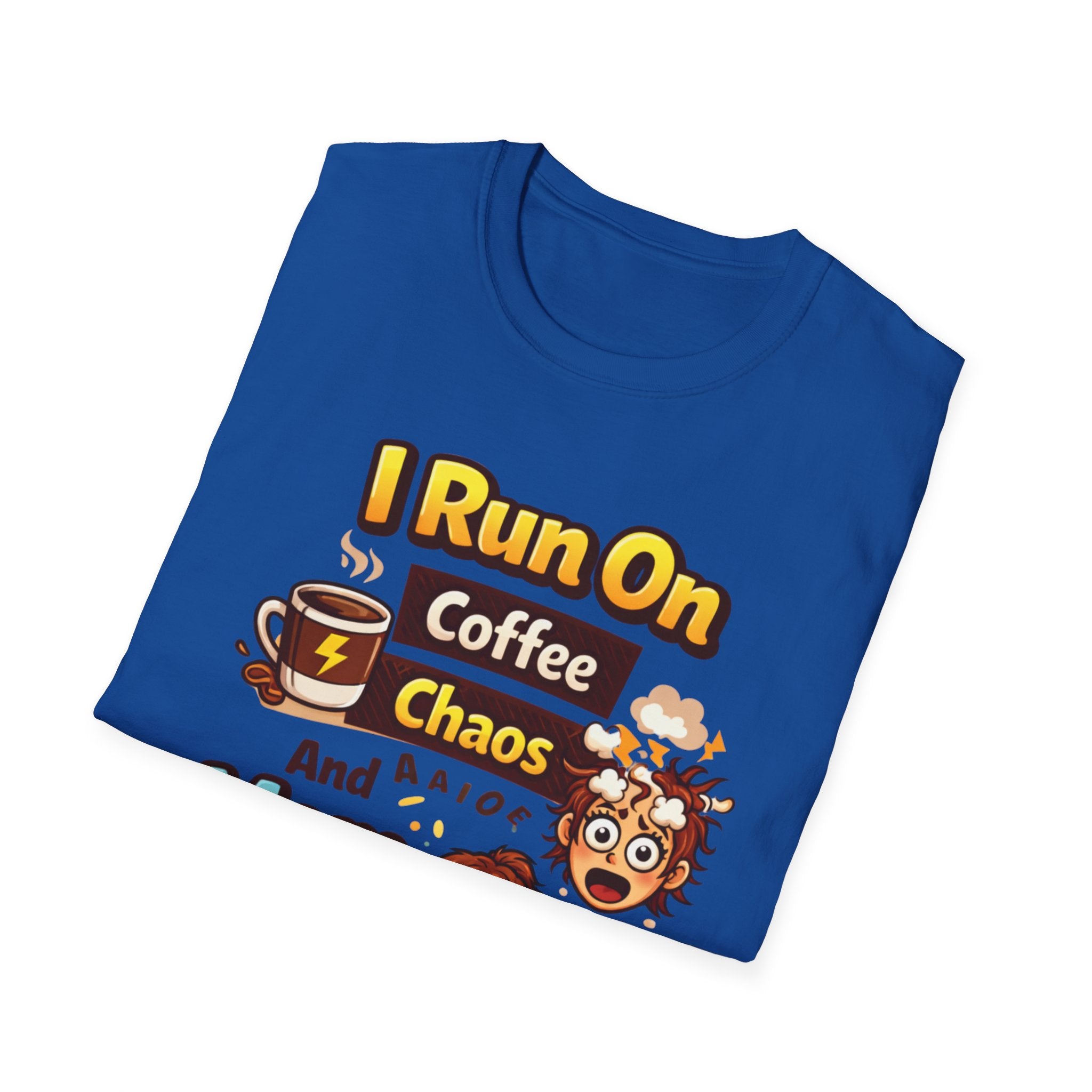 Mom Power T-Shirt — "I Run On Coffee, Chaos and Mom Power" Graphic Tee