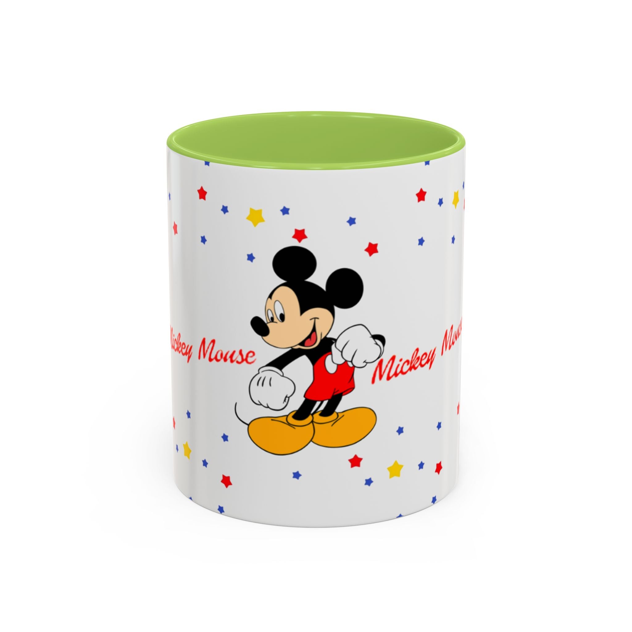 Mickey Mouse Accent Coffee Mug — Retro Cartoon Stars Design (11oz)