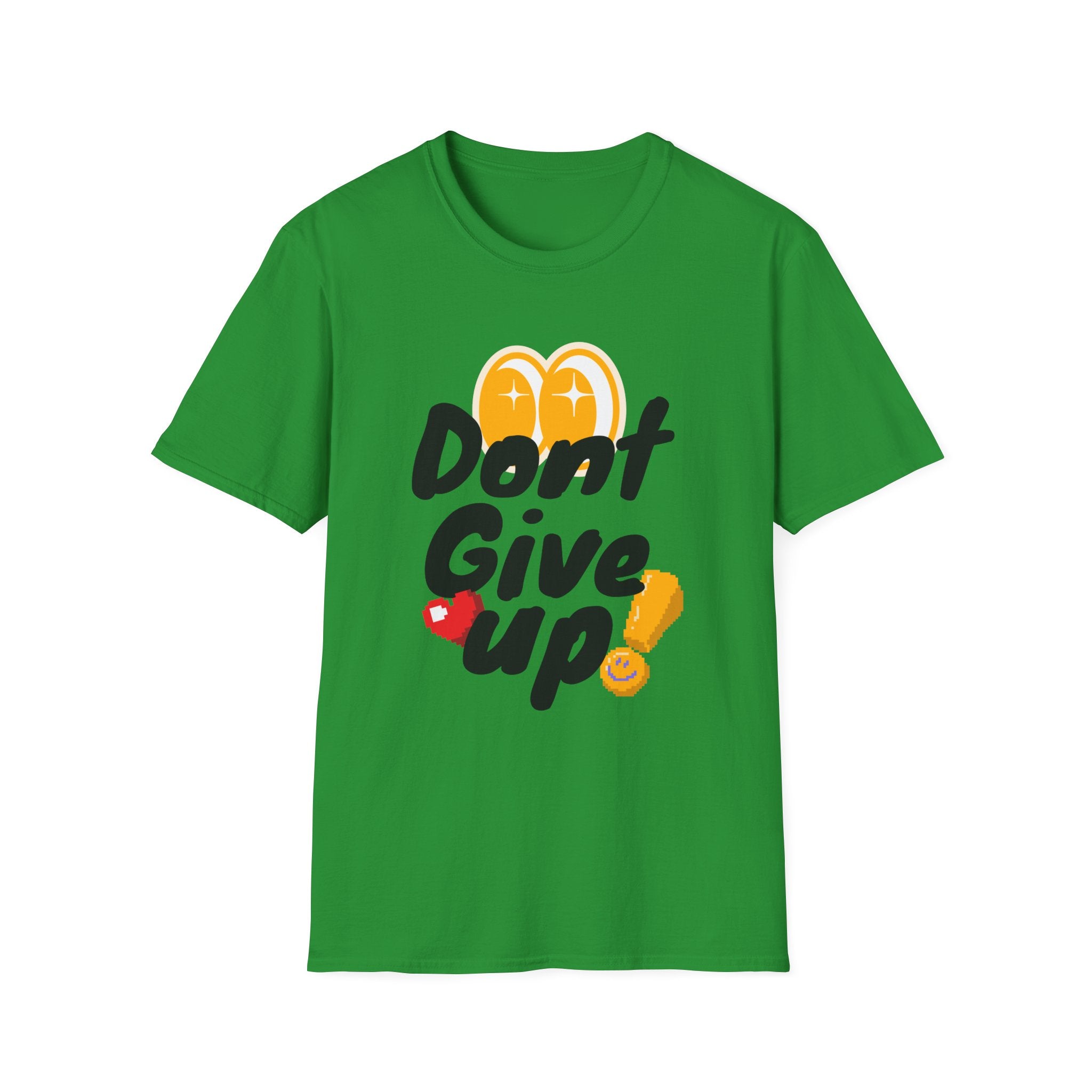 Don't Give Up T-Shirt — Motivational Graphic Tee with Positive Icons