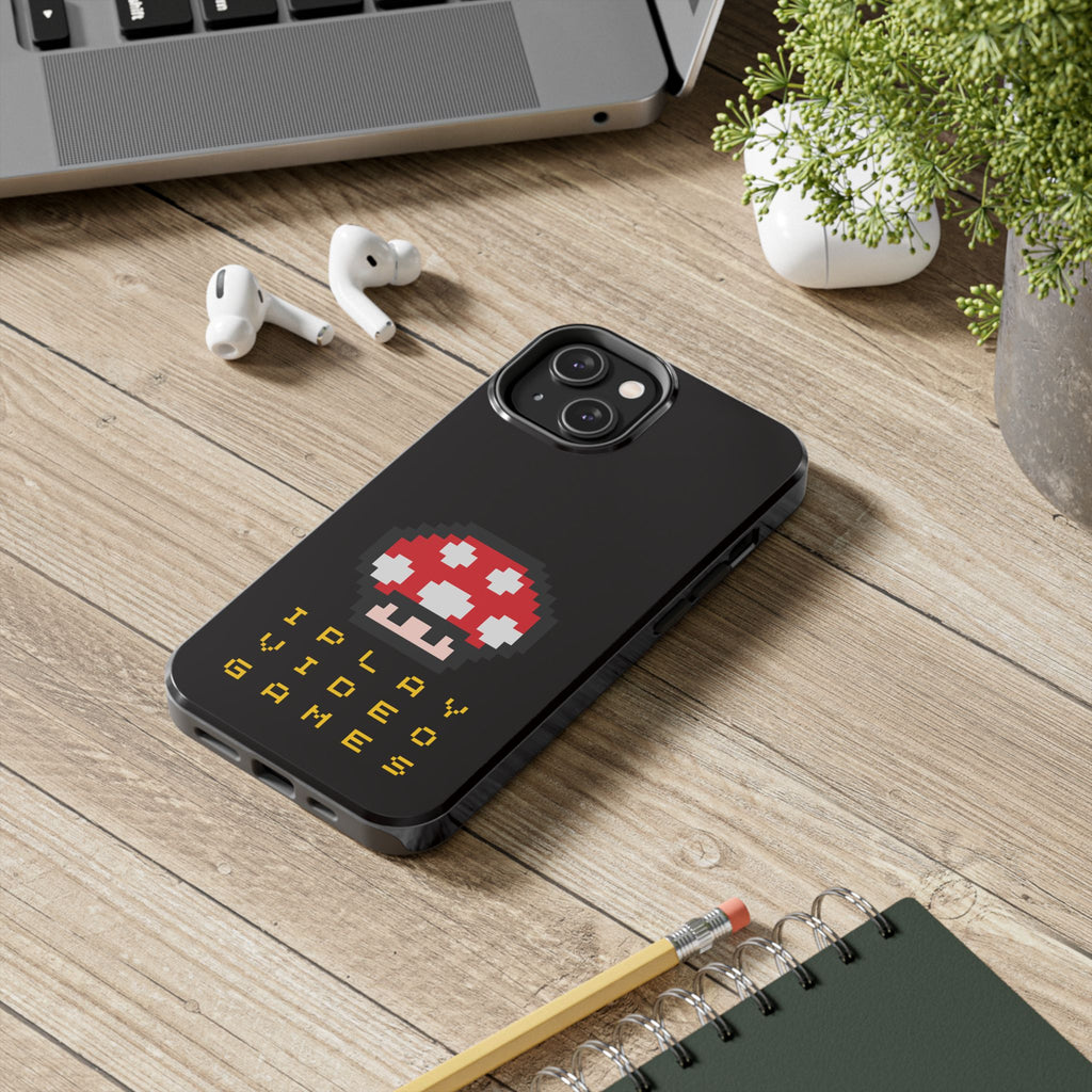 I Play Video Games Pixel Mushroom Phone Case — Tough Protective Gamer Case