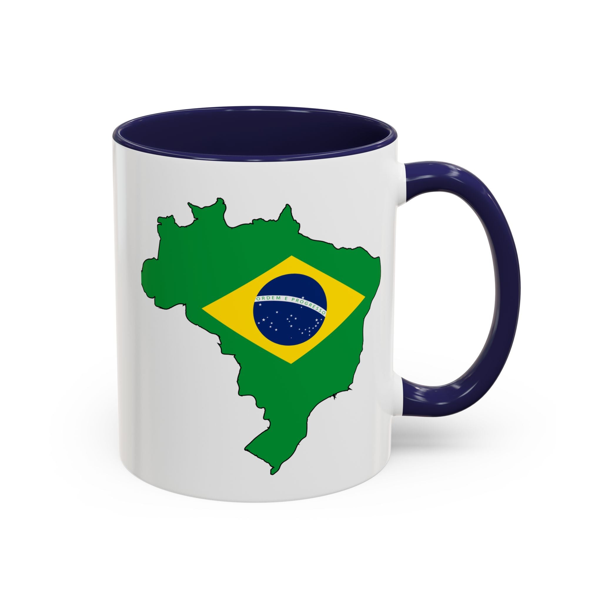 Brazil Map Coffee Mug — Brazilian Flag Accent 11/15oz