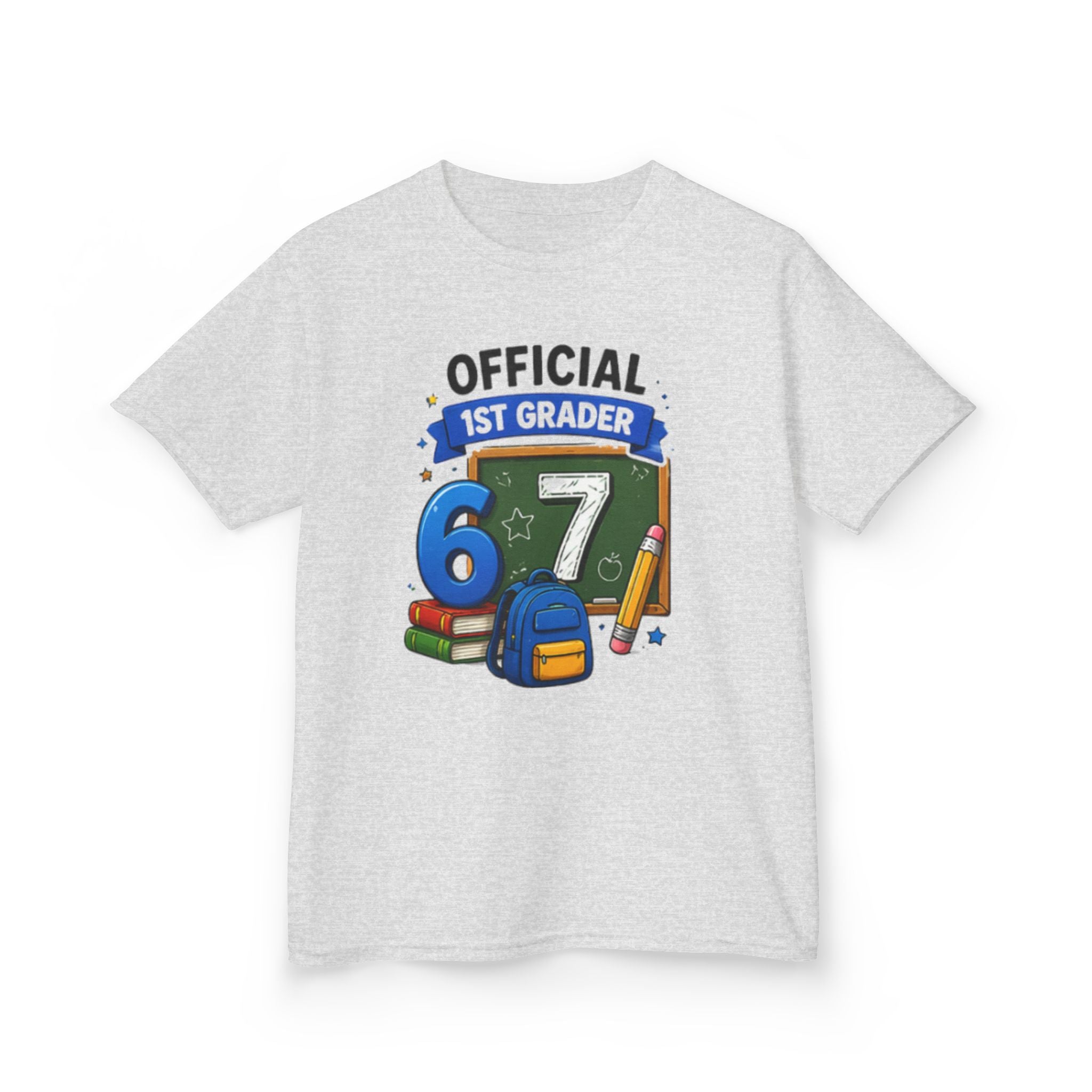 Official 1st Grader" Back-to-School Shirt with Chalkboard & School Supplies Design 67