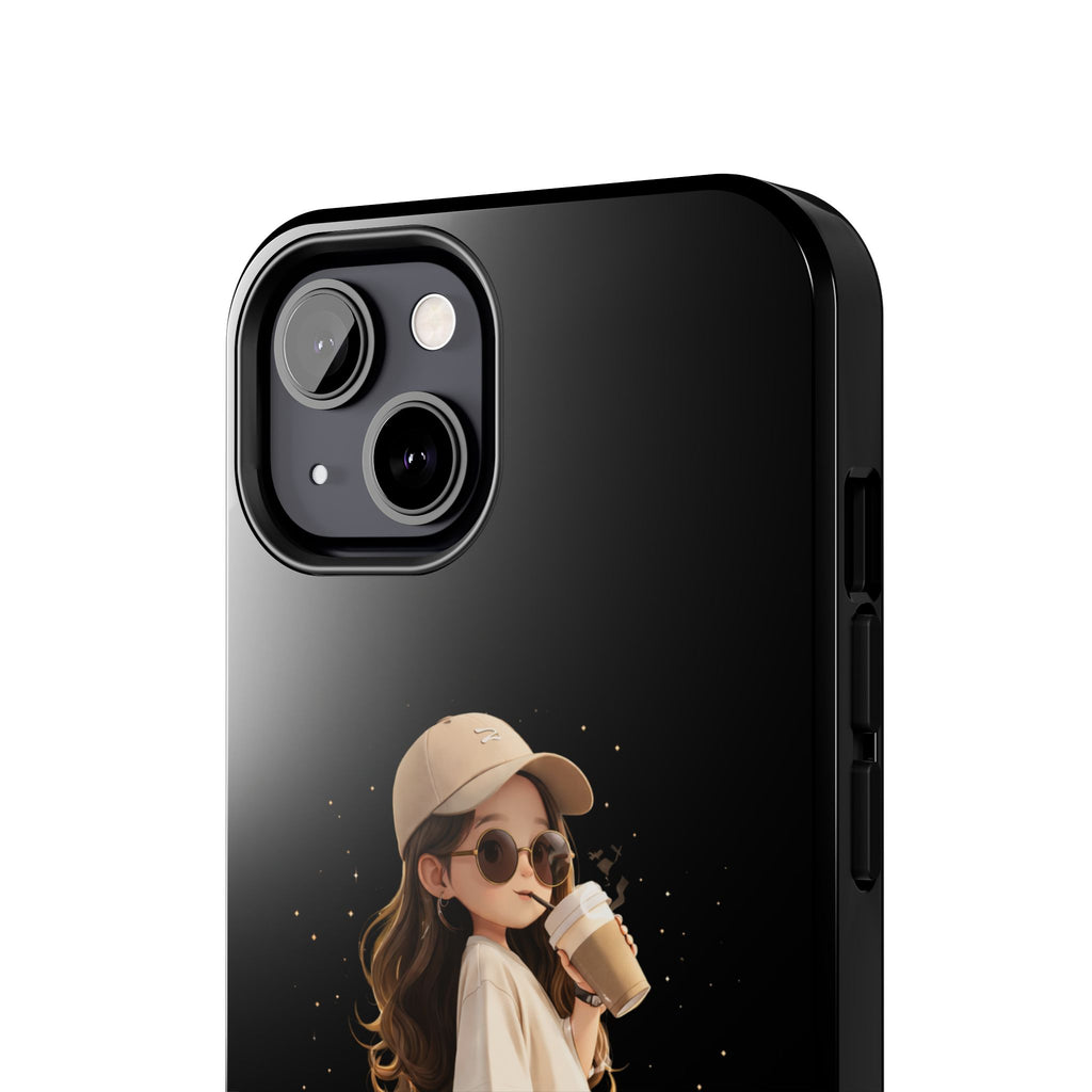 Phone Case — 'Running on Coffee' Cute Coffee Girl Protective Case