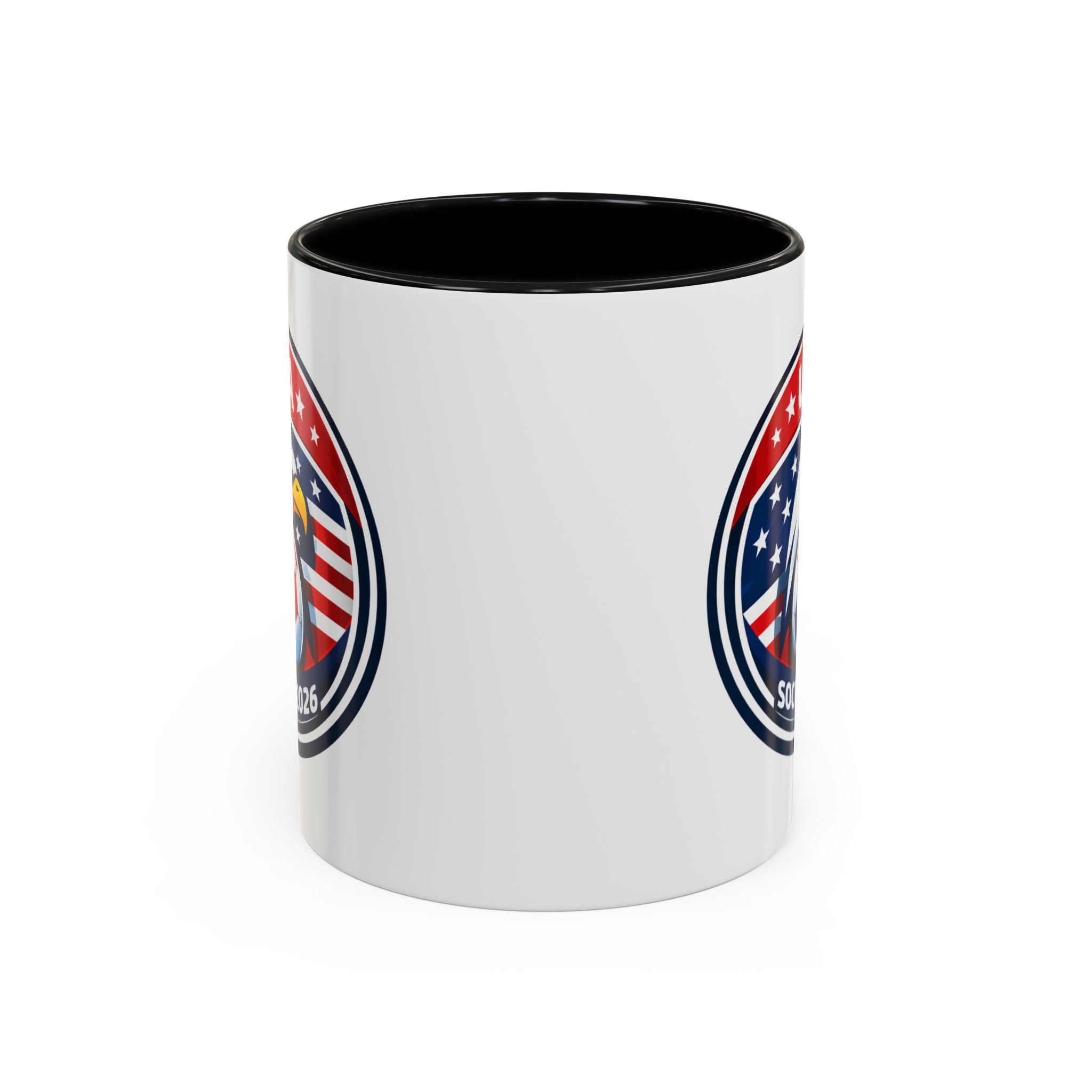 USA Soccer 2026 Accent Coffee Mug — Eagle & Flag Soccer Team Fan Gift (11/15oz)