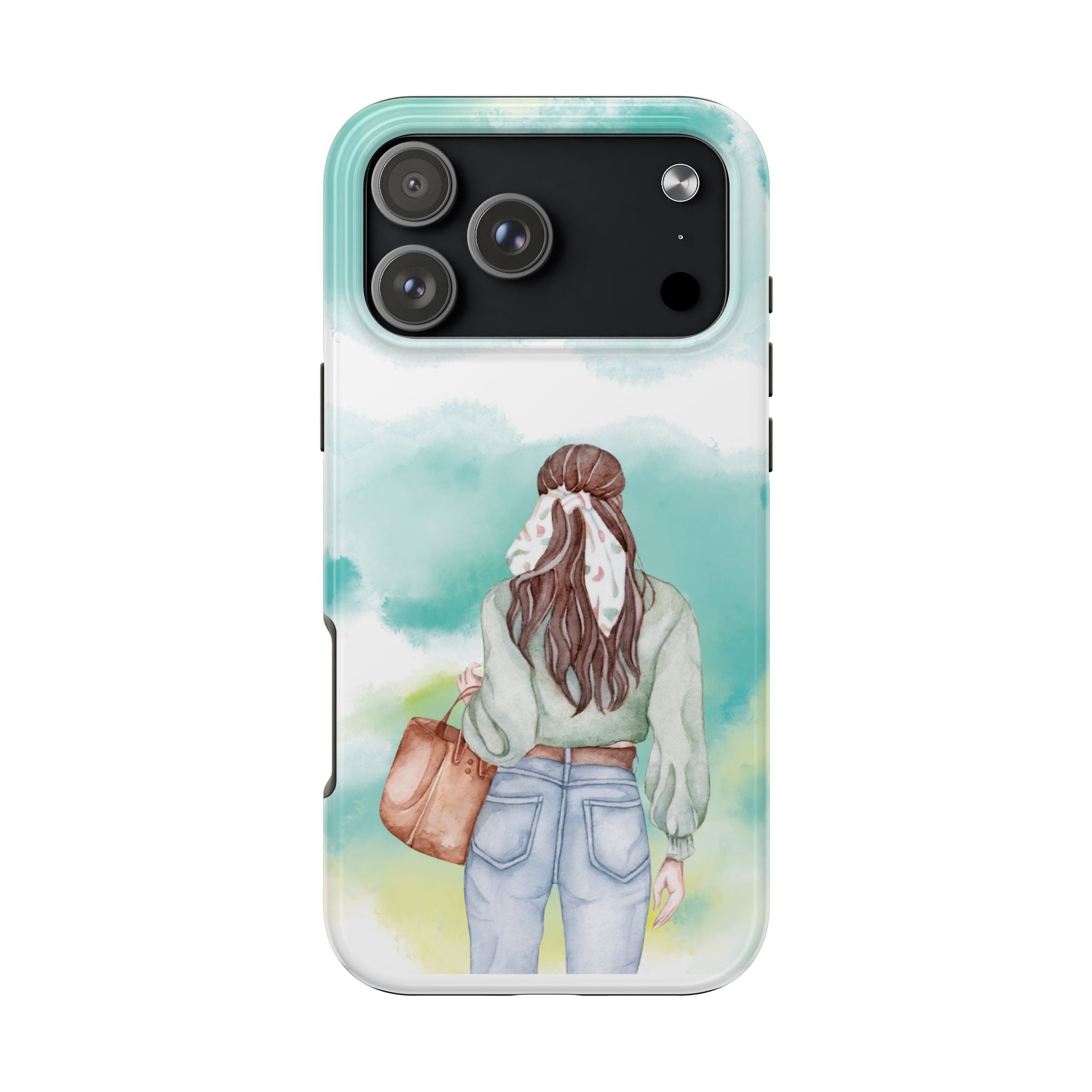 Watercolor Girl Tough Phone Case — Trendy Pastel Back-to-School Protective Cover