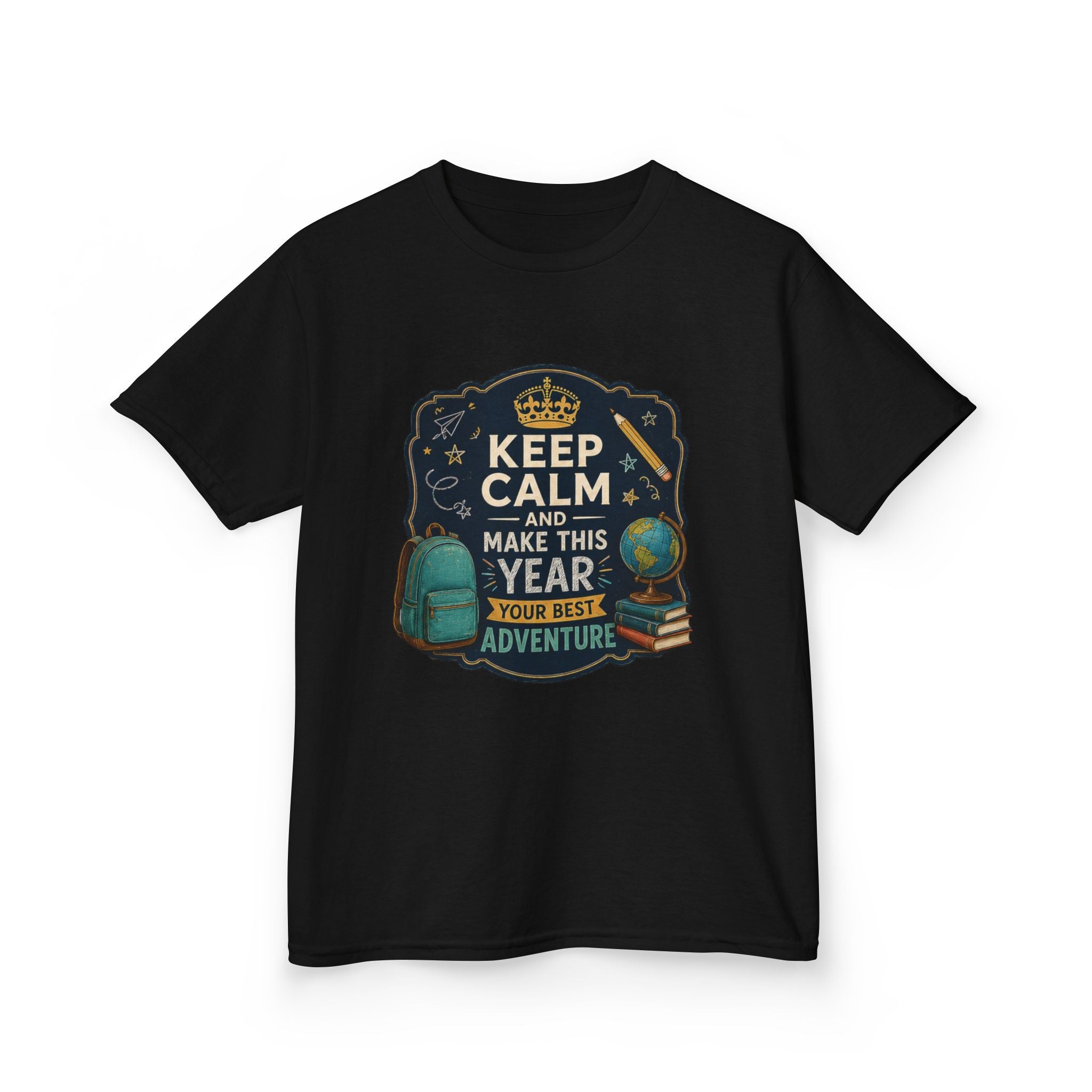 Kids Tee — "Keep Calm and Make This Year Your Best Adventure" Travel Graphic