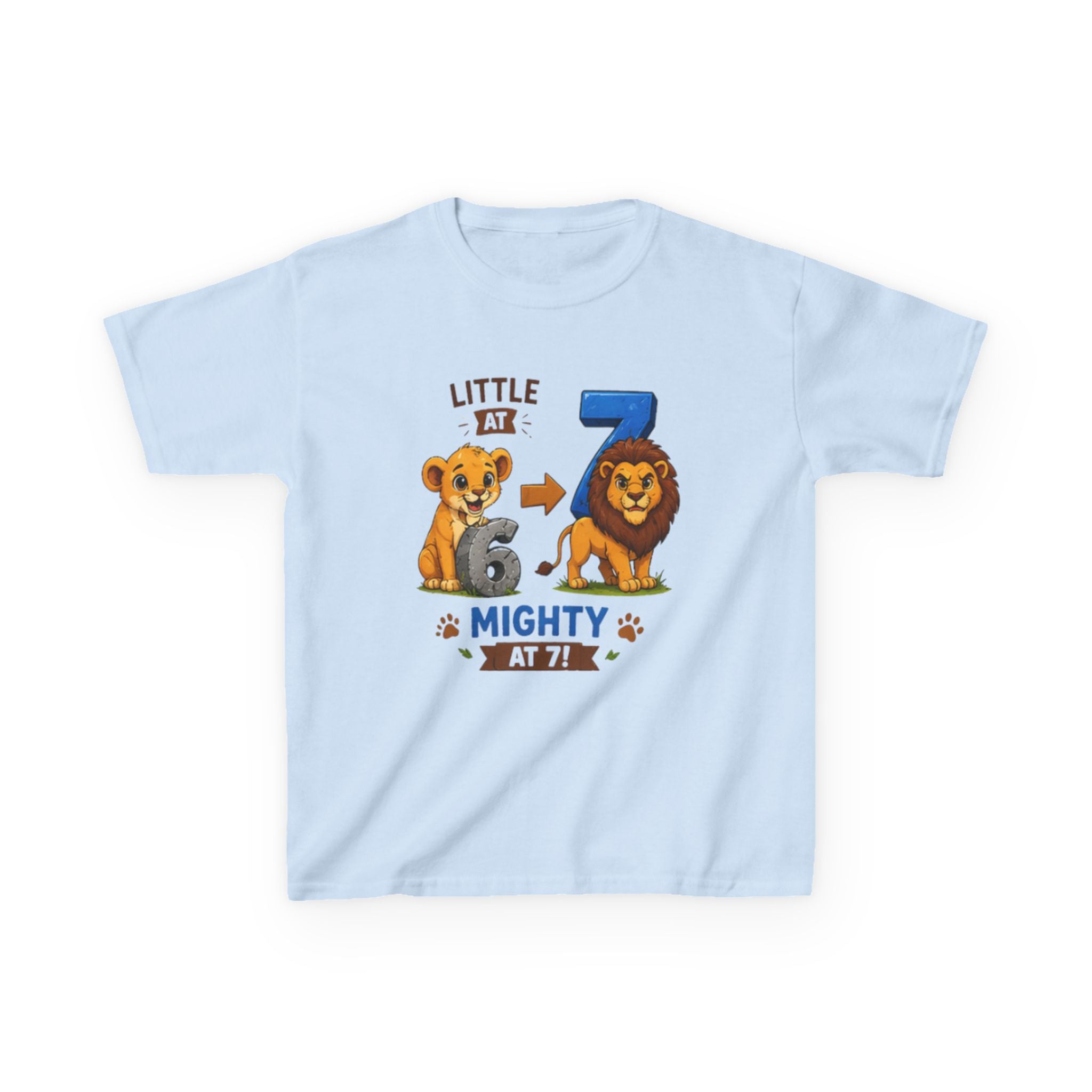 Little at 6, Mighty at 7" Lion Cub Birthday Shirt