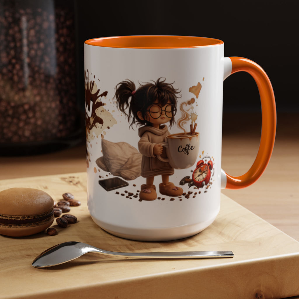 Cute Coffee Girl Accent Mug — Arabic Script Coffee Design (11/15oz)