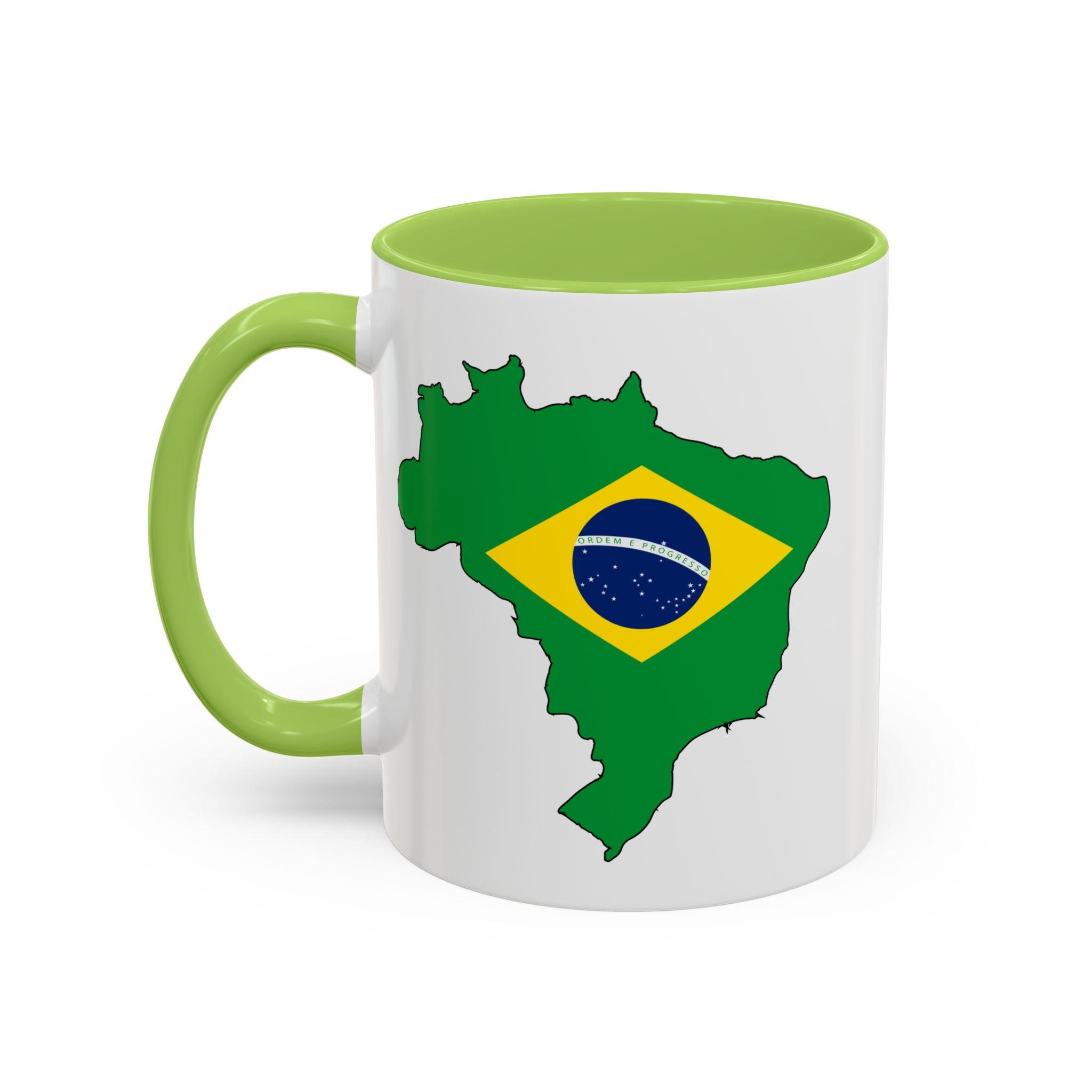 Brazil Map Coffee Mug — Brazilian Flag Accent 11/15oz