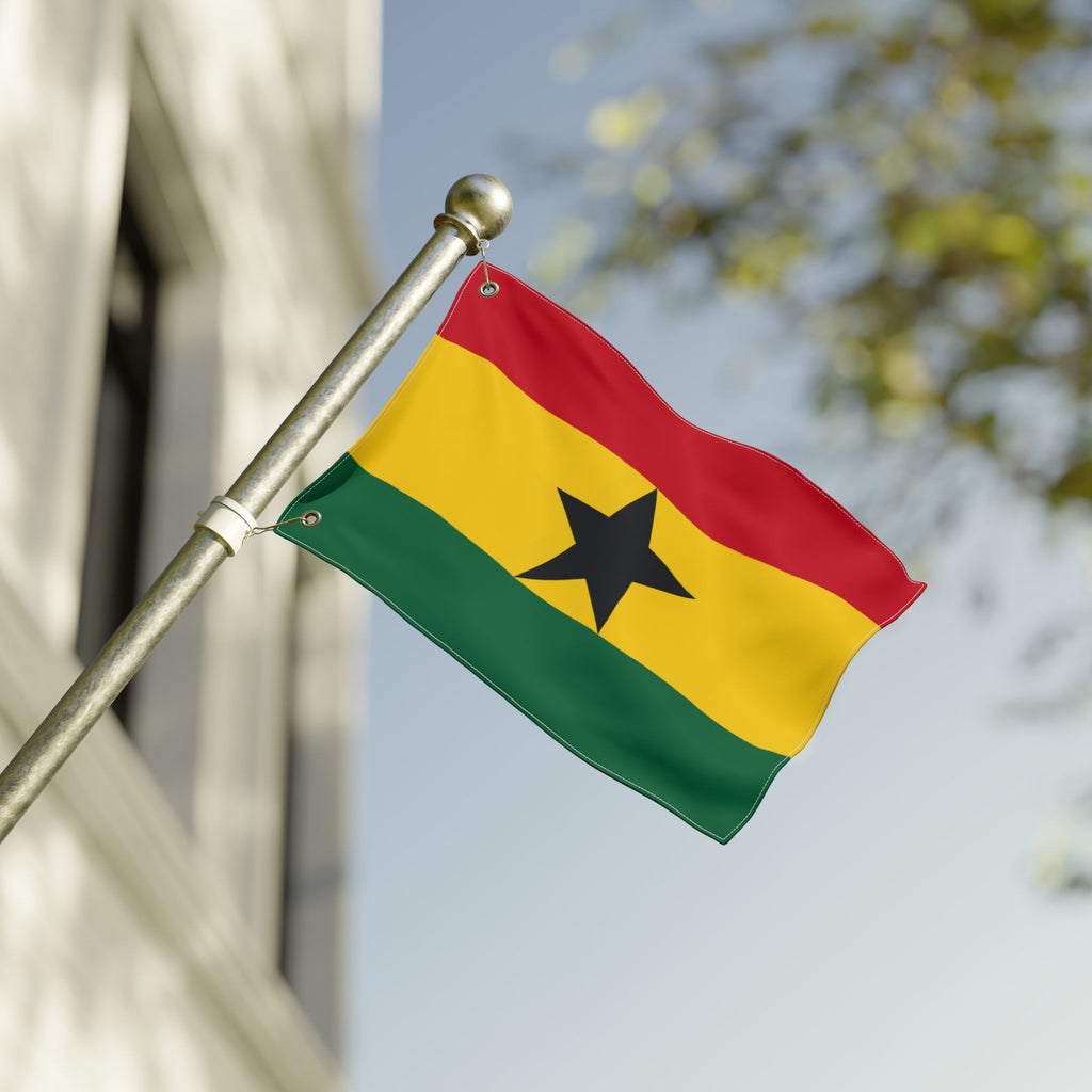 Ghana Flag - Double-Sided Outdoor Flag (Red, Gold & Green with Black Star)