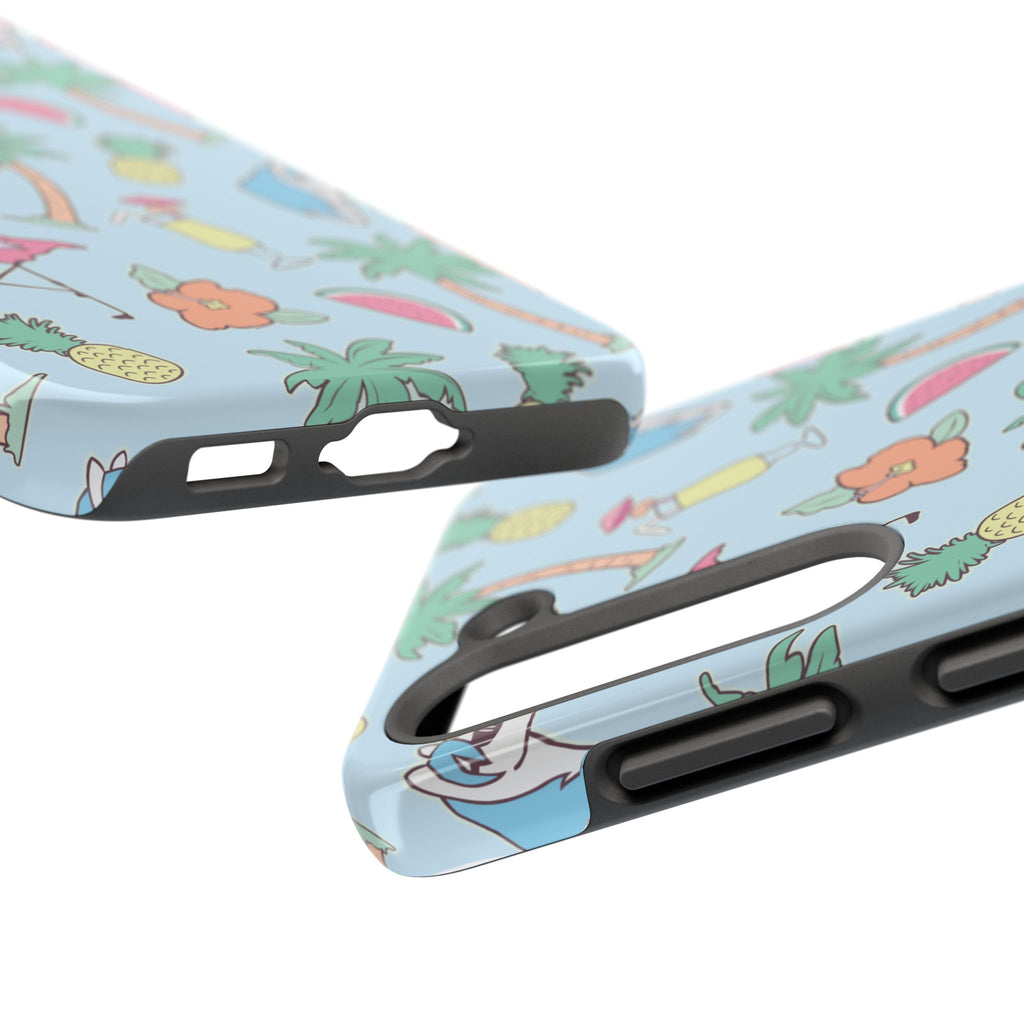 Tropical Summer Tough Phone Case — Pineapple, Flamingo & Palm Pattern