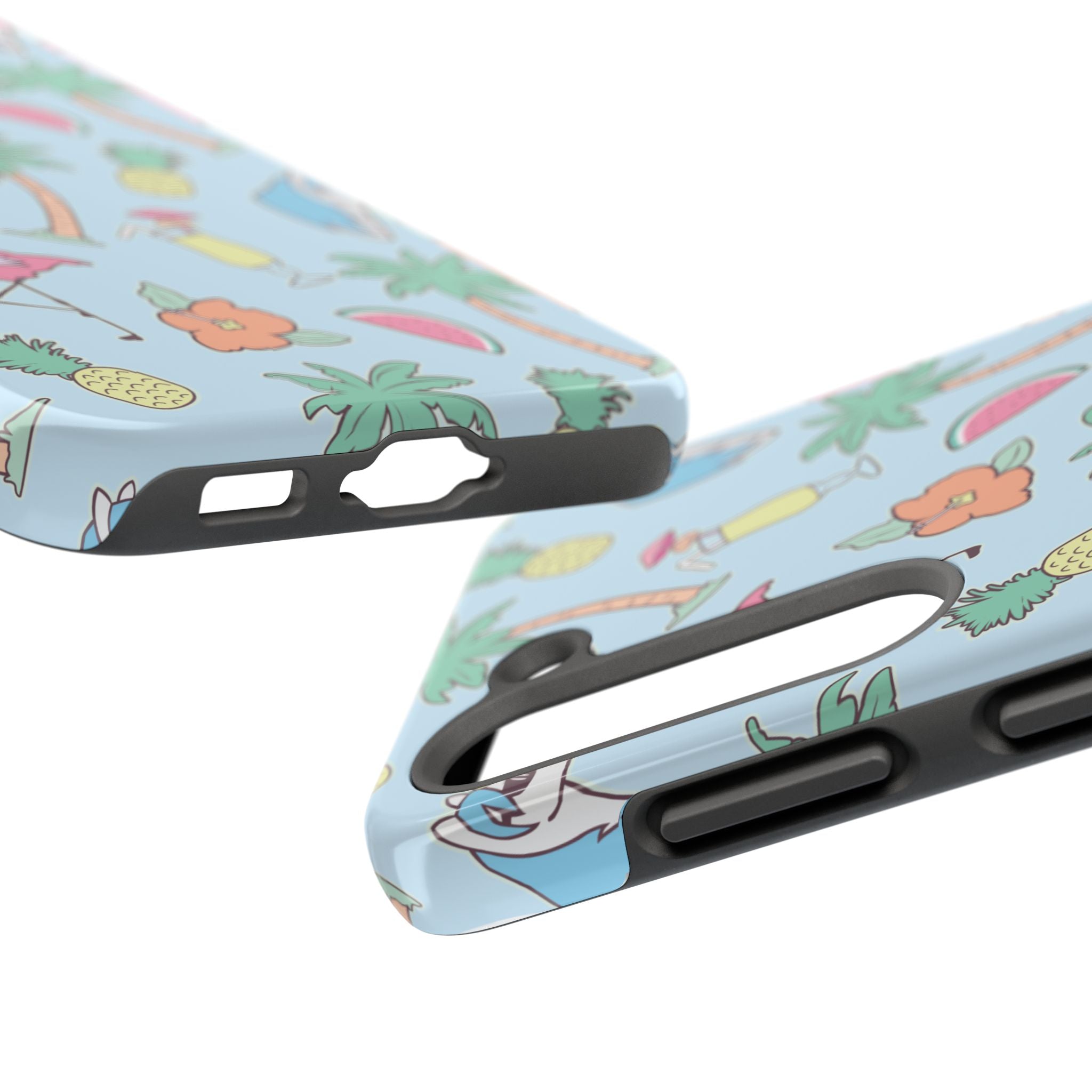 Tropical Summer Tough Phone Case — Pineapple, Flamingo & Palm Pattern