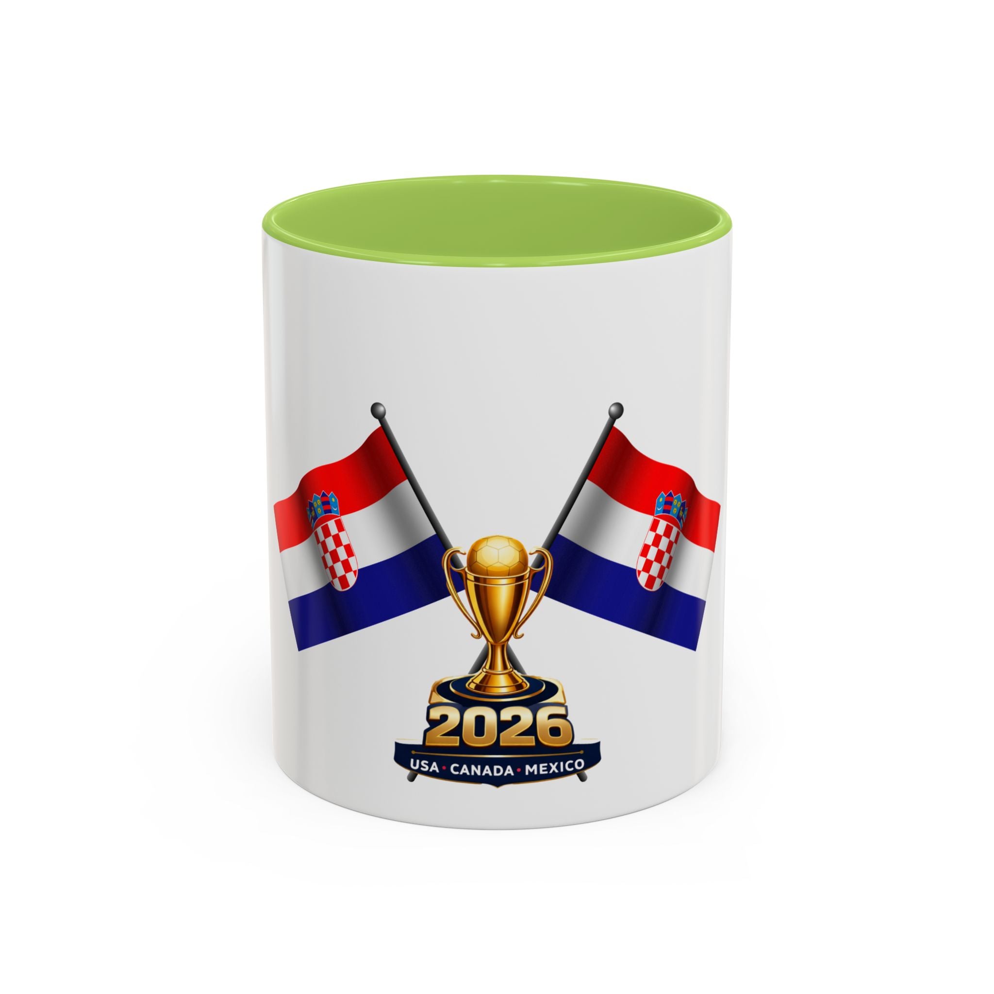 Croatia 2026 Soccer Fan Coffee Mug — Flags & Trophy Cup Design
