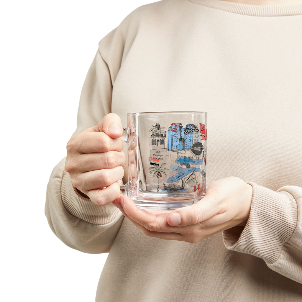Iraq Illustrated Glass Mug — 10oz Cultural Travel Souvenir