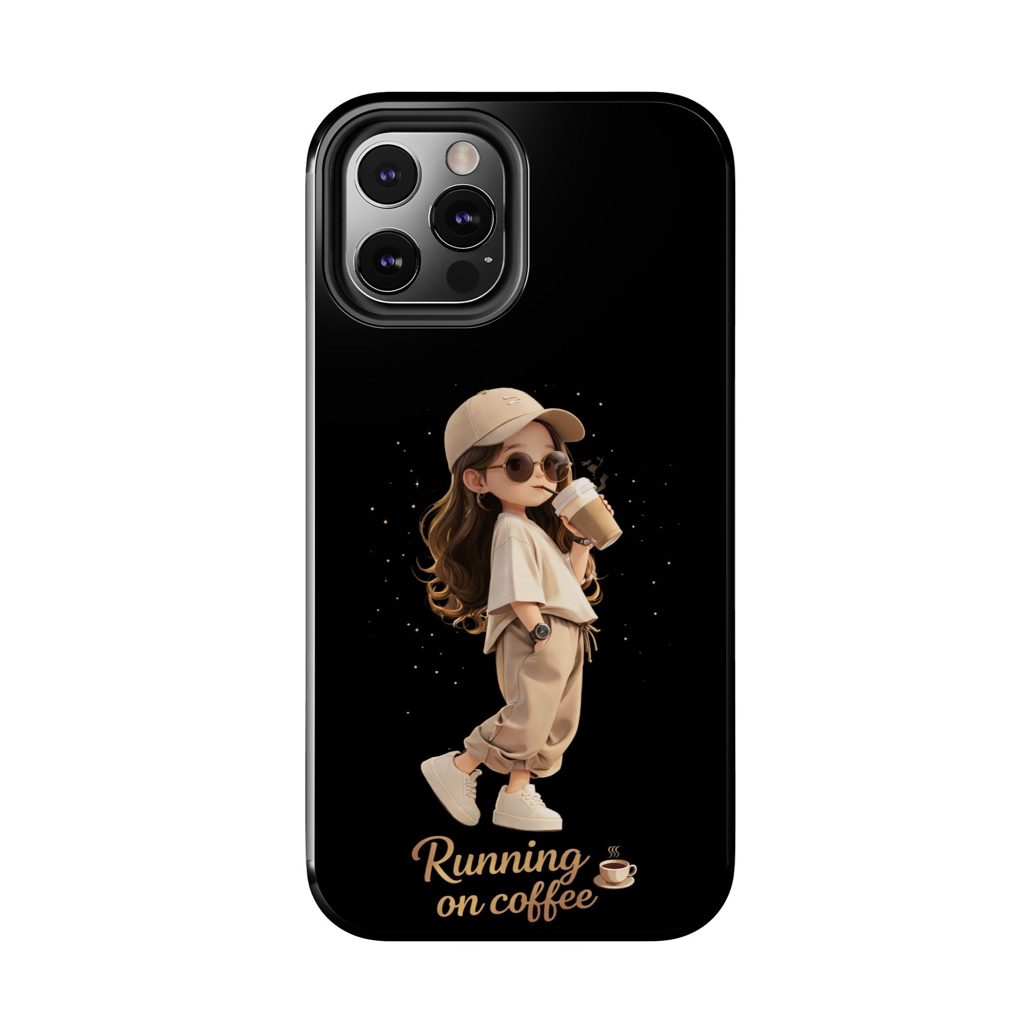 Phone Case — 'Running on Coffee' Cute Coffee Girl Protective Case
