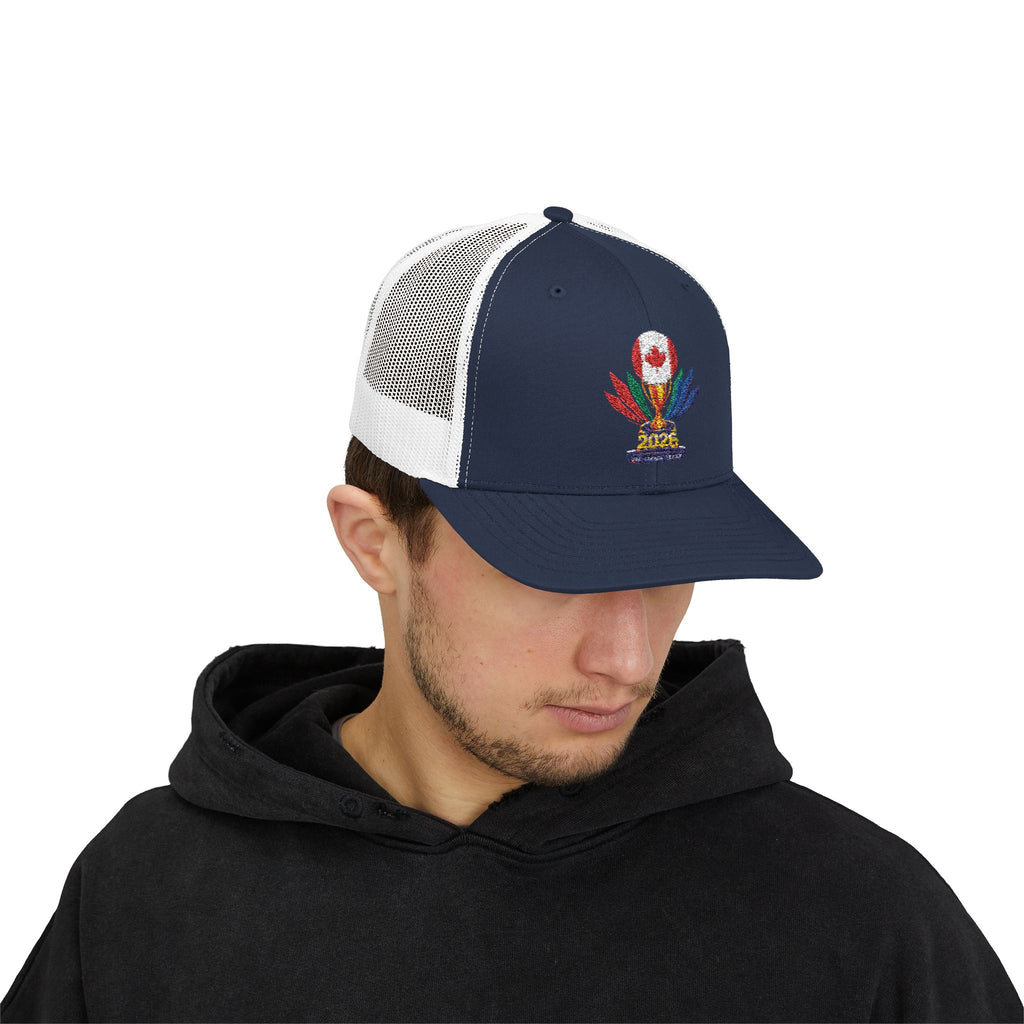 Embroidered Colorful Trophy Trucker Cap - Snapback Mesh Hat