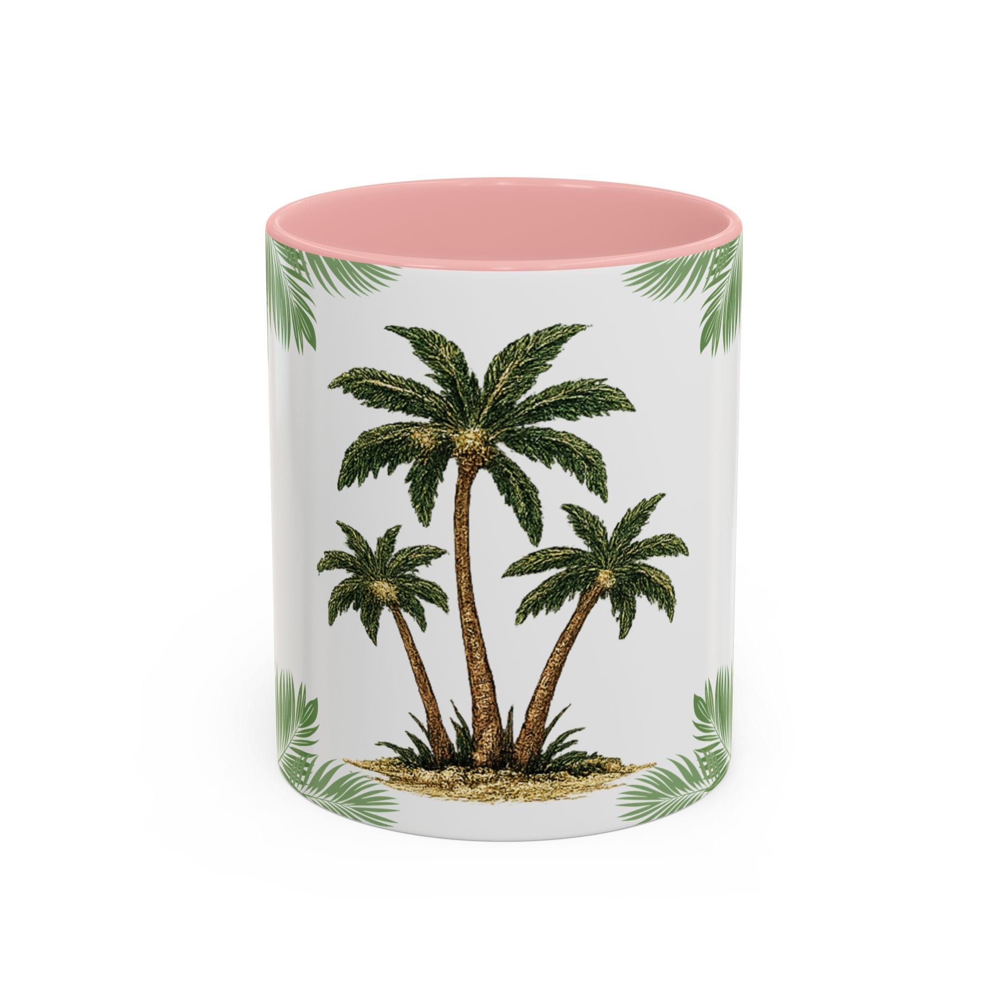 Tropical Palm Coffee Mug — Beachy Accent Mug with Palm Leaves (11oz)