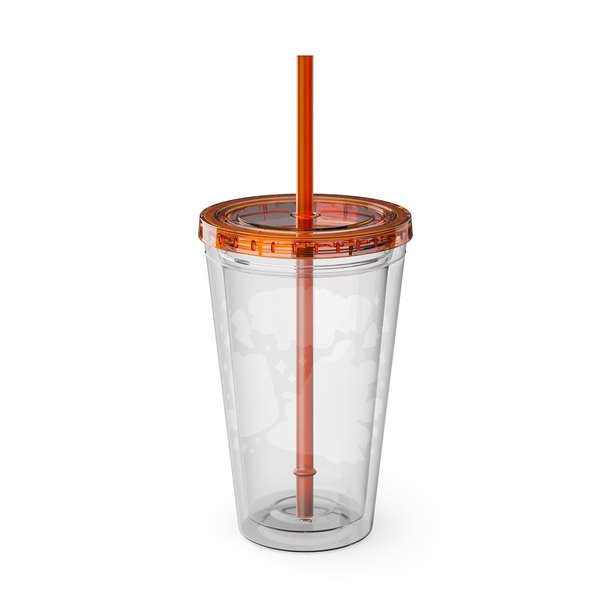 Sunsplash 16oz Tumbler with Straw — Cute "Power Up!" Gamer Character Design