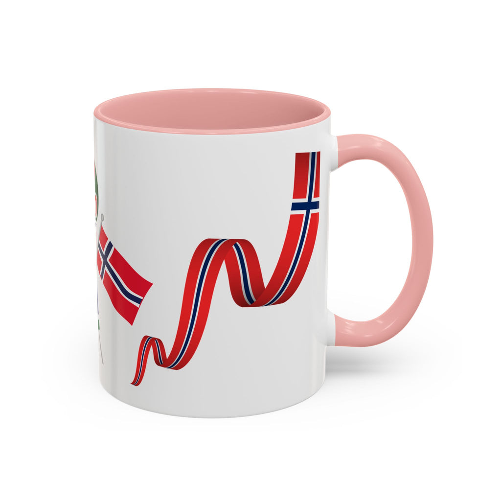 Norway Pride Coffee Mug — Norwegian Flag Ribbon & Cup Emblem Accent Mug