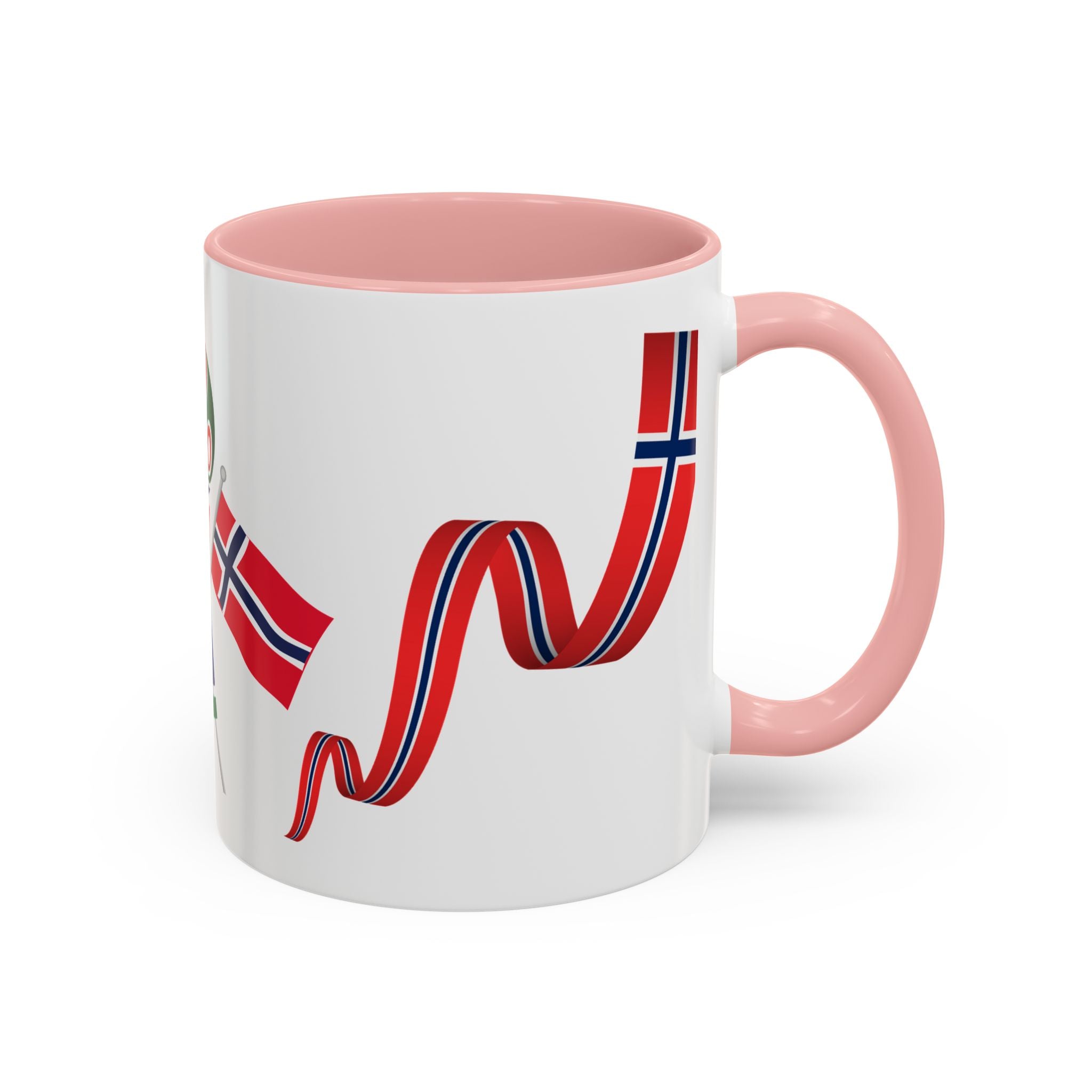Norway Pride Coffee Mug — Norwegian Flag Ribbon & Cup Emblem Accent Mug