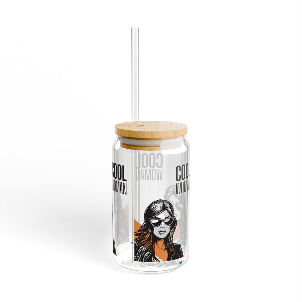 Cool Woman 16oz Sipper Glass with Bamboo Lid & Straw