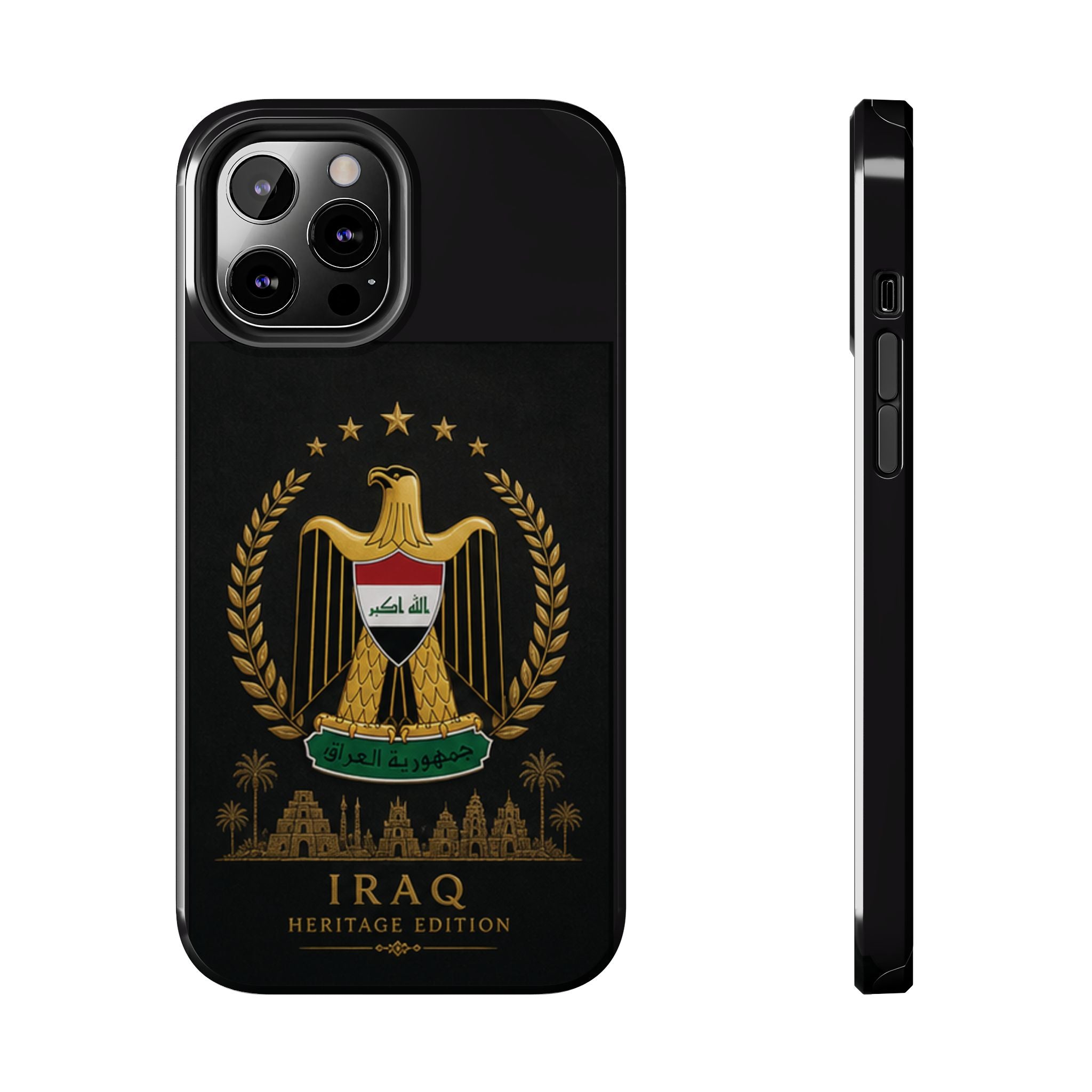 Iraq Coat of Arms Tough Phone Case — Arabic ‘Allahu Akbar’ Military Eagle Design