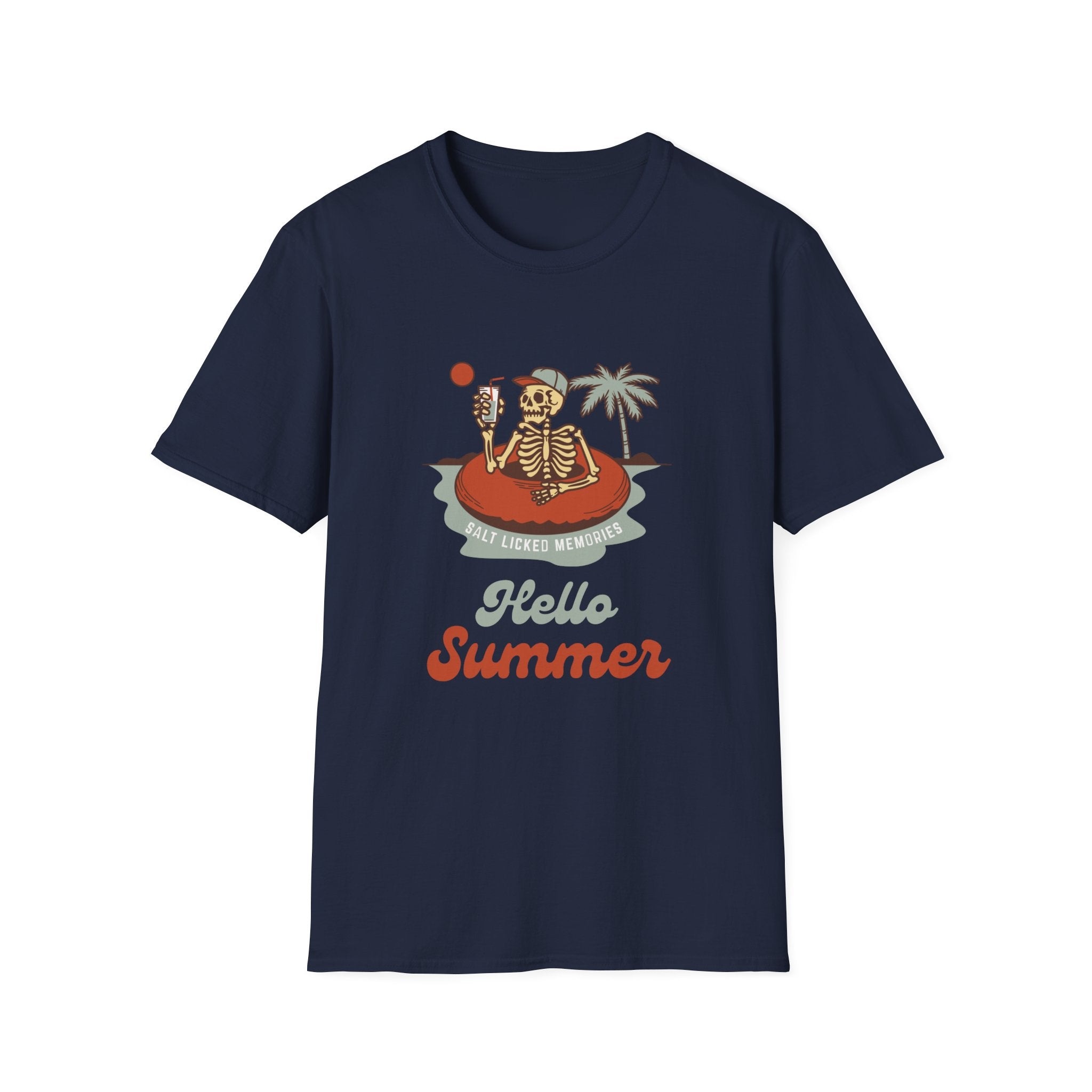 Hello Summer Skeleton T-Shirt — Retro Beach Vacation Tee