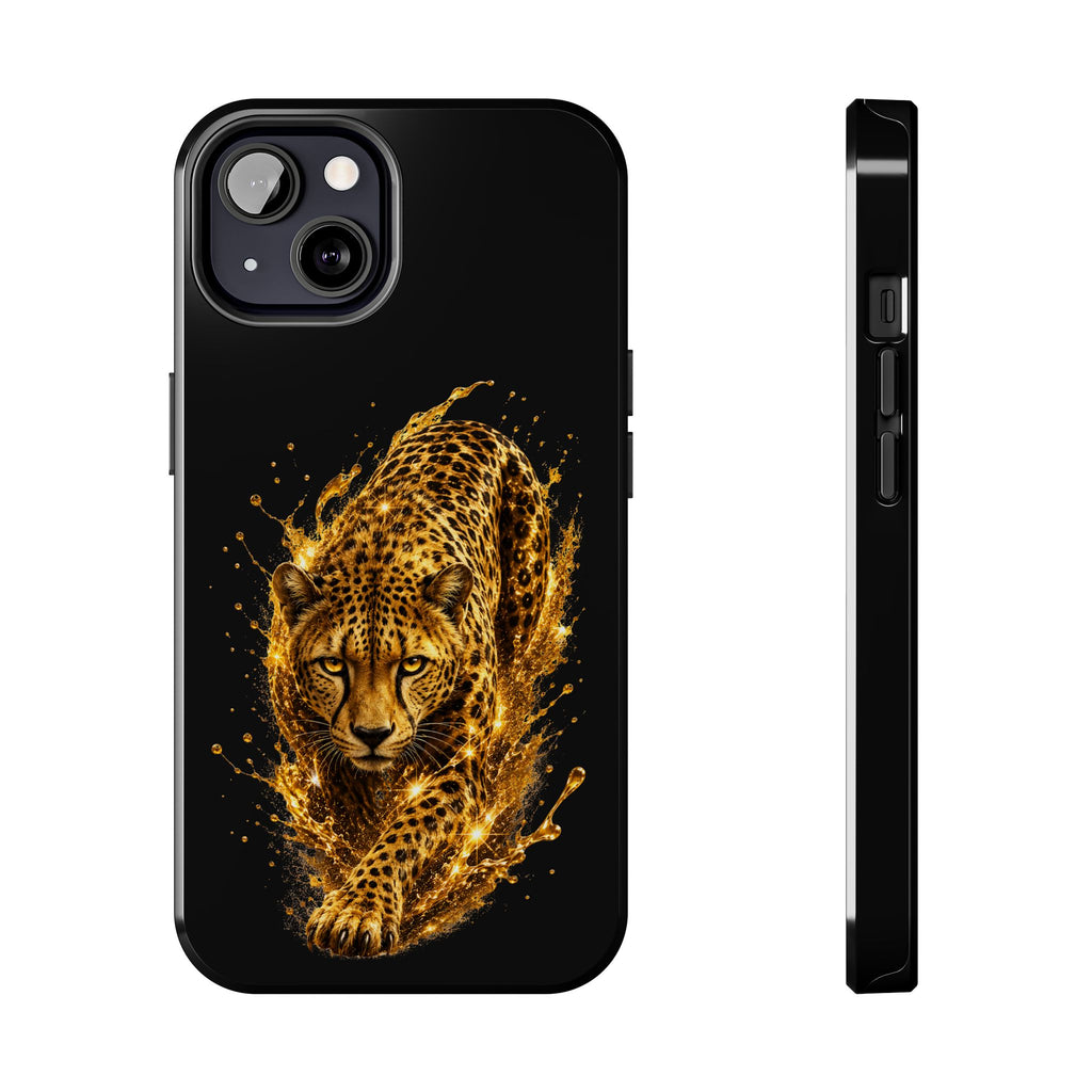 Golden Cheetah Tough Phone Case — Fierce Splash Design, Protective iPhone Cover