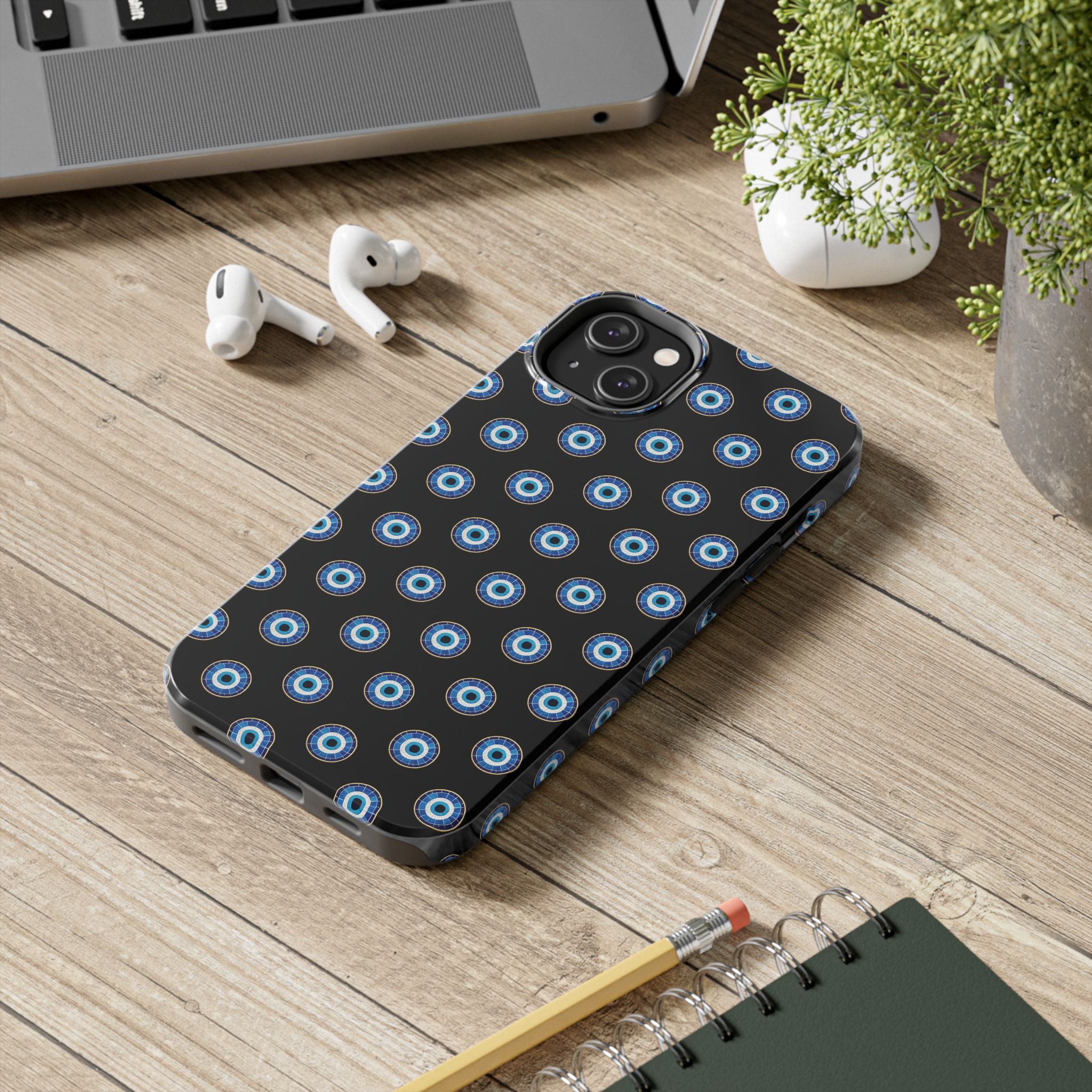 Evil Eye Pattern Tough Phone Case — Protective Blue Nazar Design
