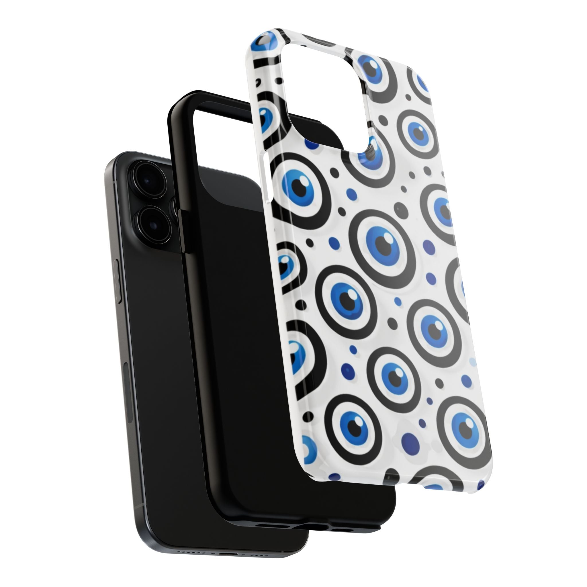 Blue Evil Eye Pattern Tough Phone Case — Protective Ceramic Nazar Design