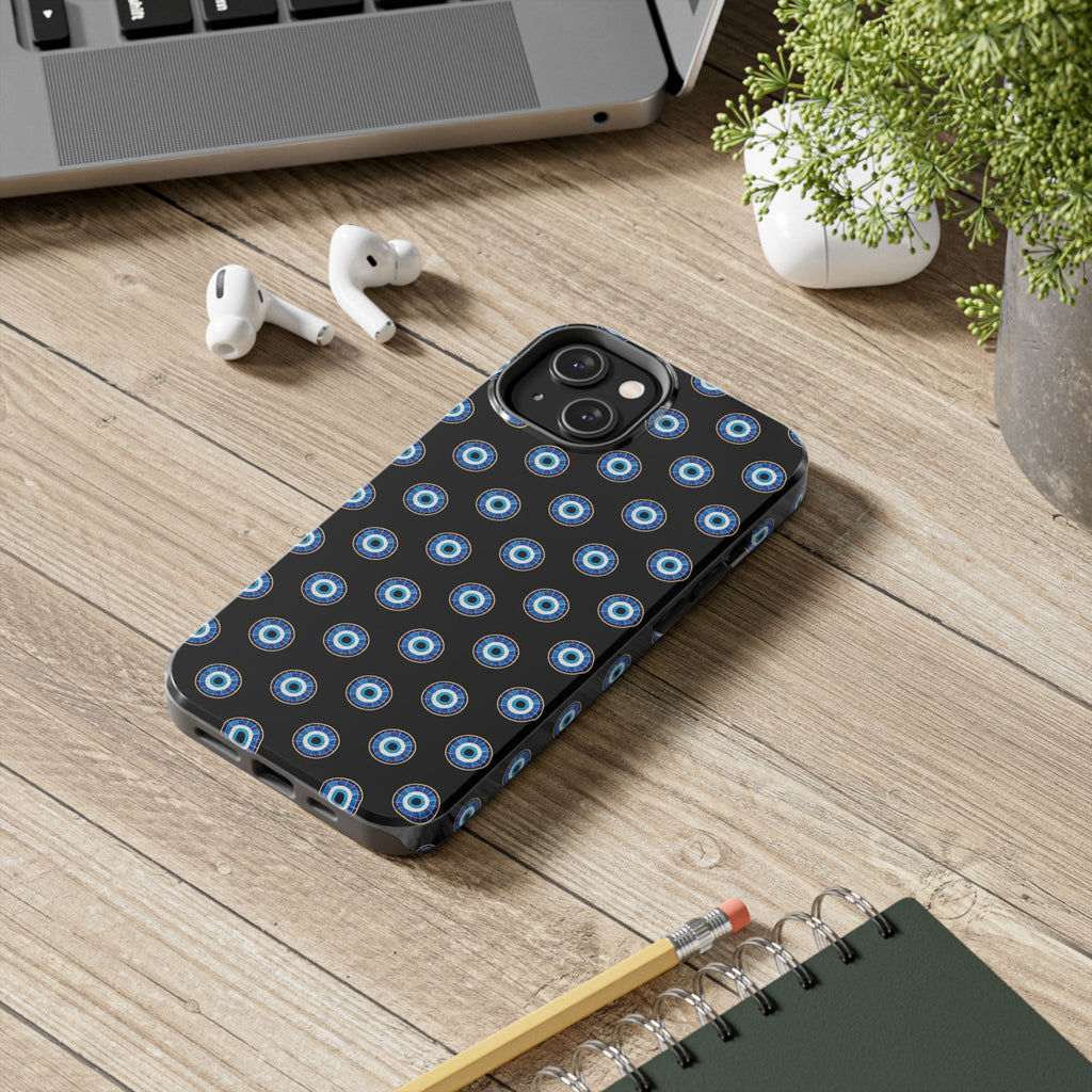 Evil Eye Pattern Tough Phone Case — Protective Blue Nazar Design