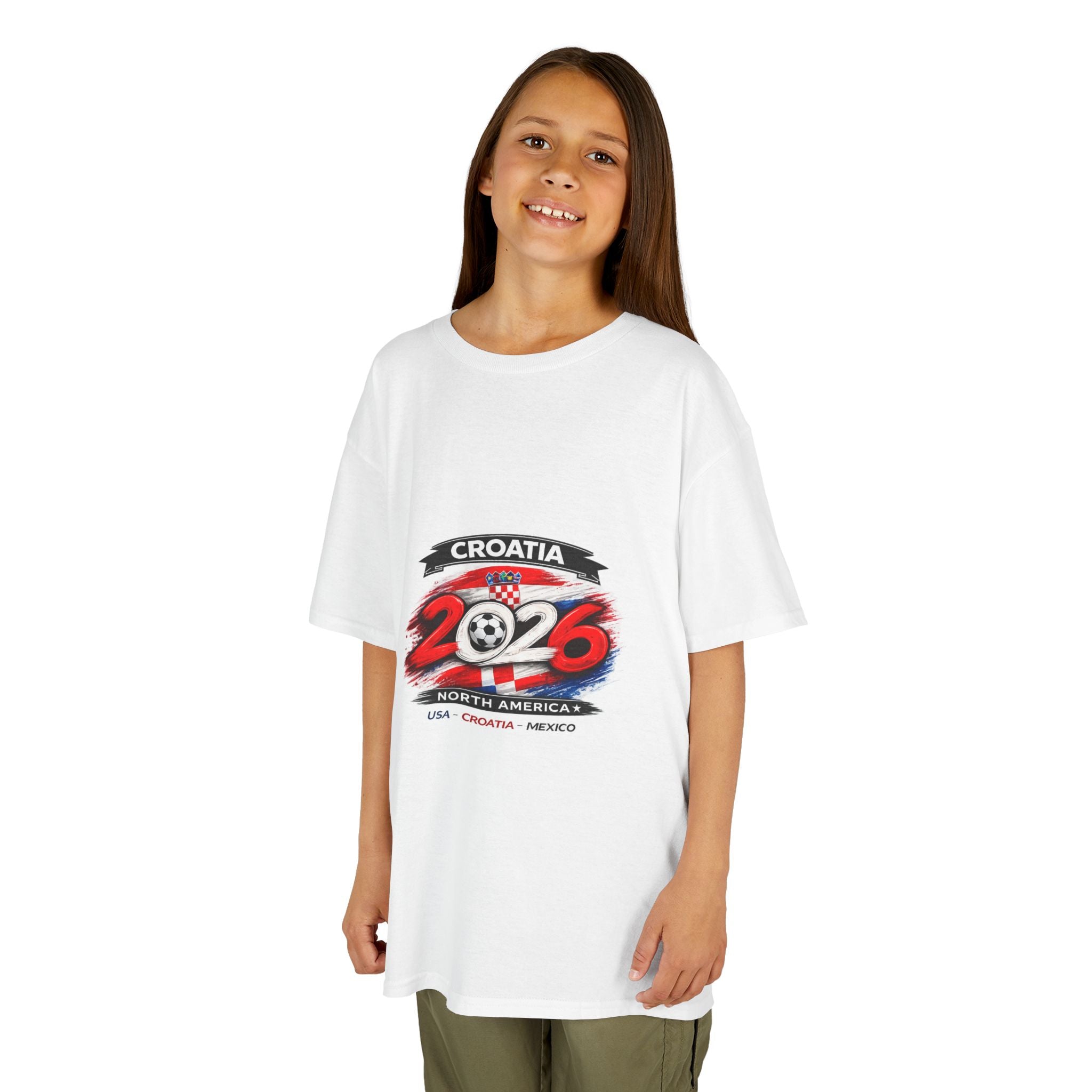 Croatia Kids Tee — Croatia 2026 Soccer Fan Shirt with Flags & Player Graphic