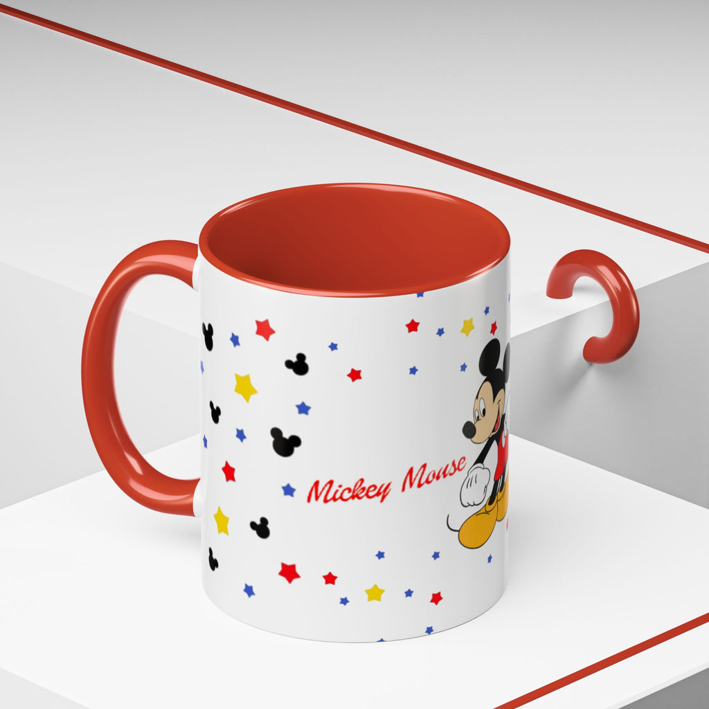 Mickey Mouse Accent Coffee Mug — Retro Cartoon Stars Design (11oz)