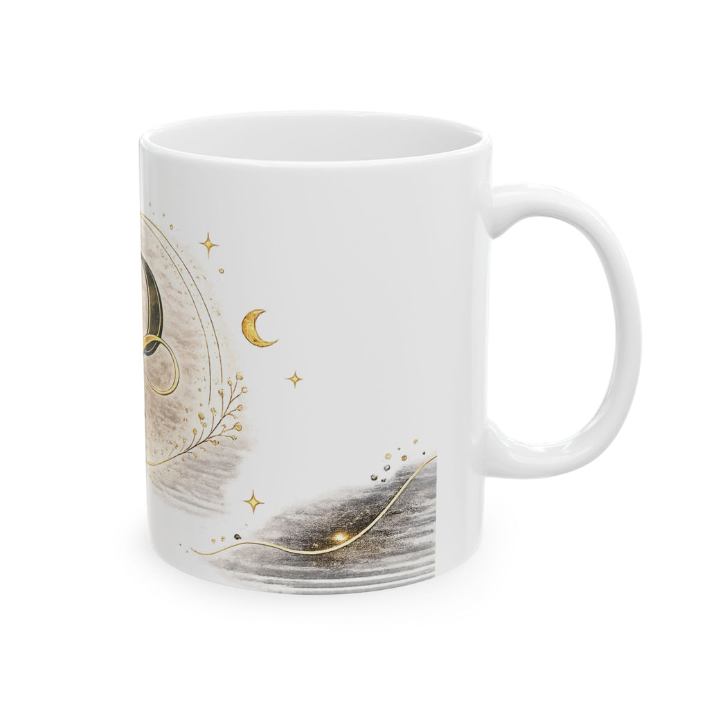 Monogram P Gold Initial Ceramic Mug – Elegant Personalized Letter P Coffee Cup