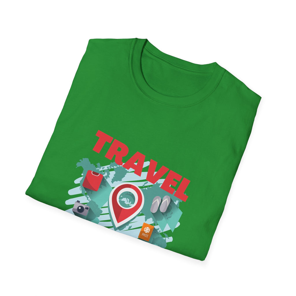 Travel Is My Therapy T-Shirt — Wanderlust Map Tee for Travelers & Adventure Lovers
