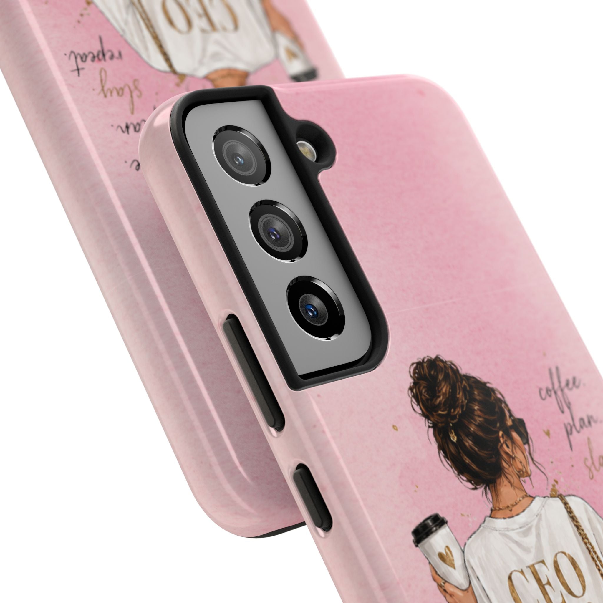 CEO Mood Tough Phone Case — "Coffee, Plan, Slay, Repeat" Pink Protective Cover