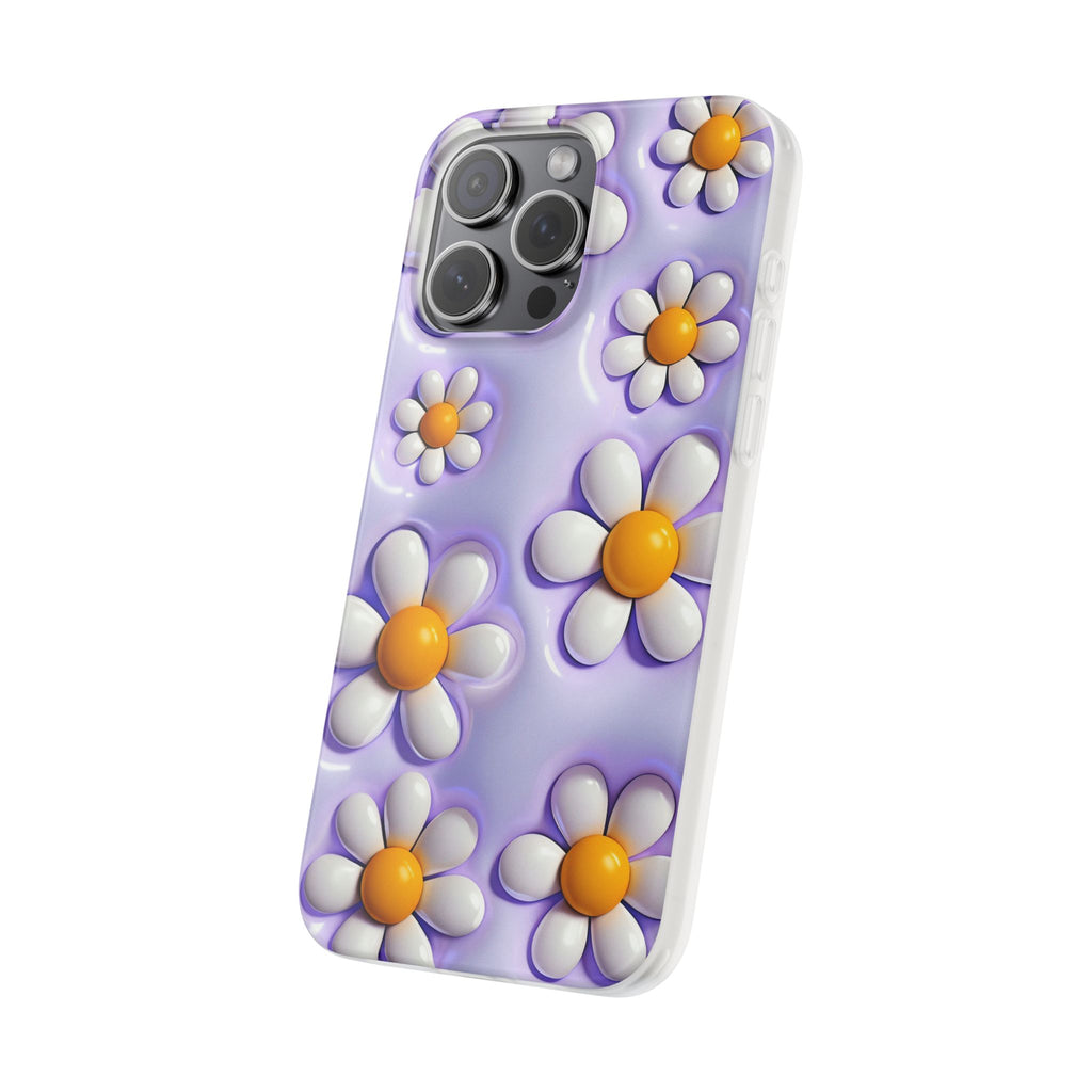 Purple 3D Daisy Phone Case – Cute Floral iPhone Flexi Case