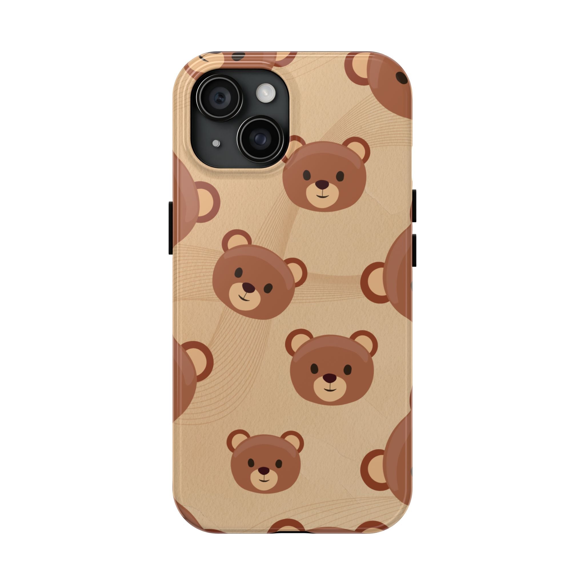 Bear Pattern Tough Phone Case — Cute Brown Bear Protective Phone Cover