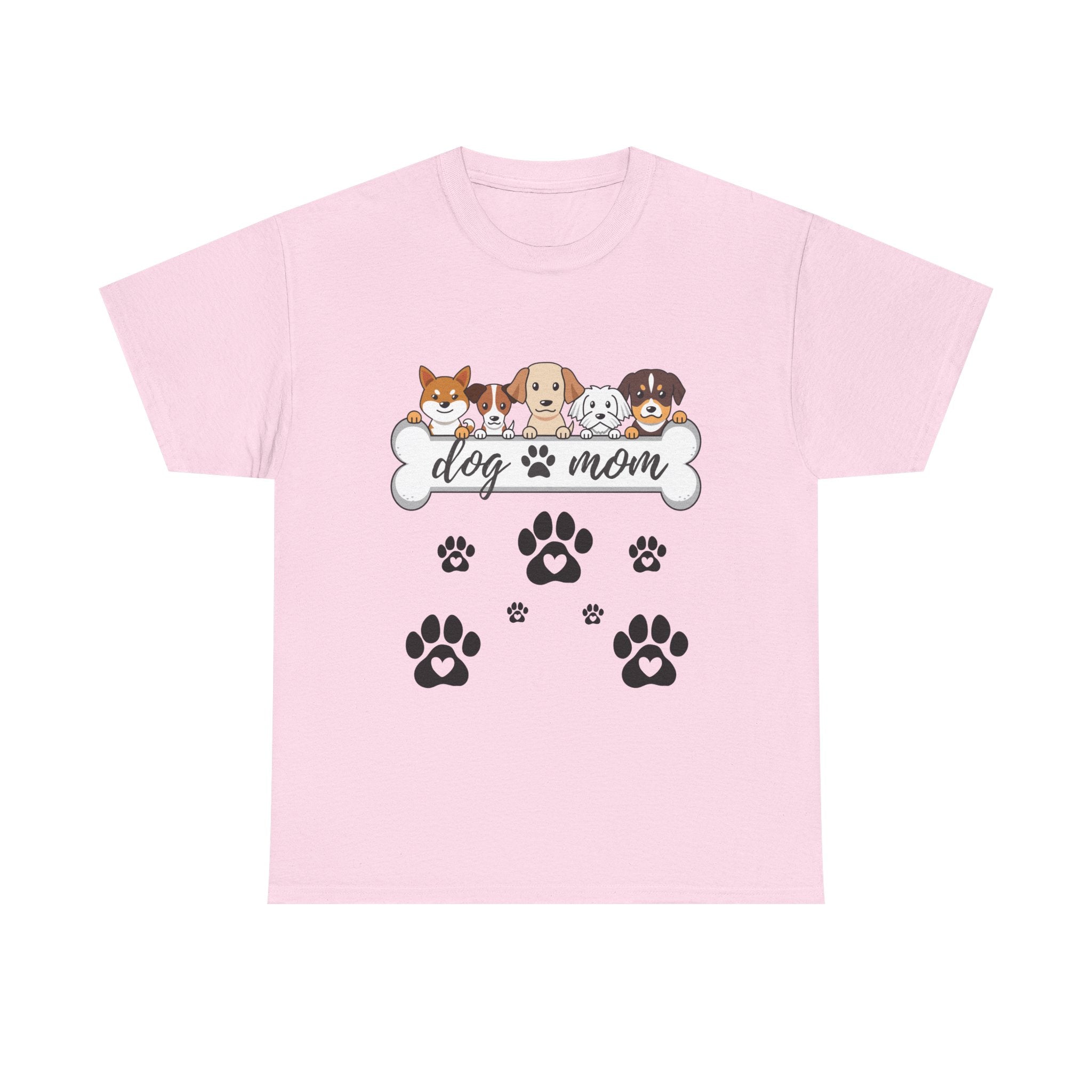 Dog Mom T-Shirt — Cute Paw Print & Cartoon Dogs Tee