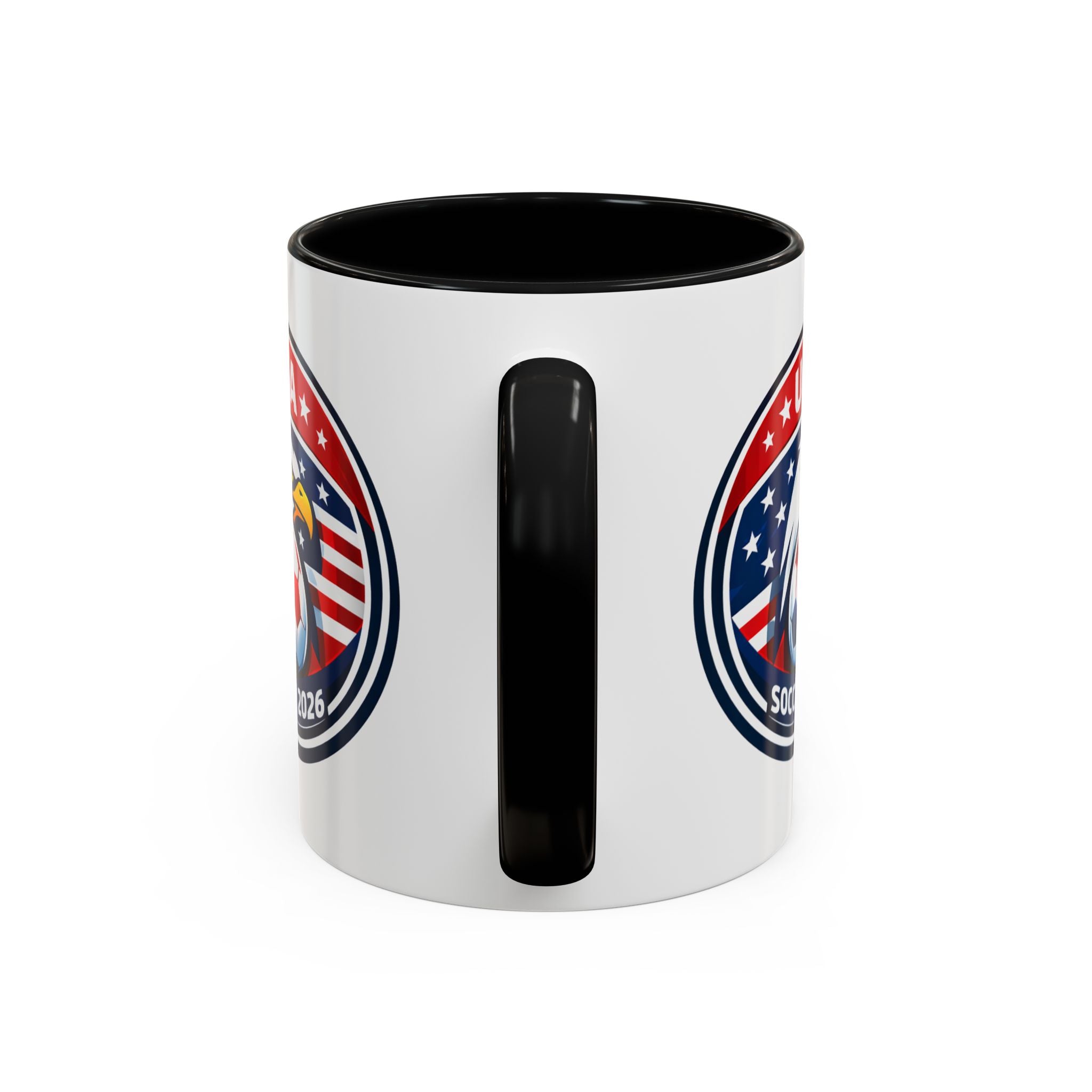 USA Soccer 2026 Accent Coffee Mug — Eagle & Flag Soccer Team Fan Gift (11/15oz)
