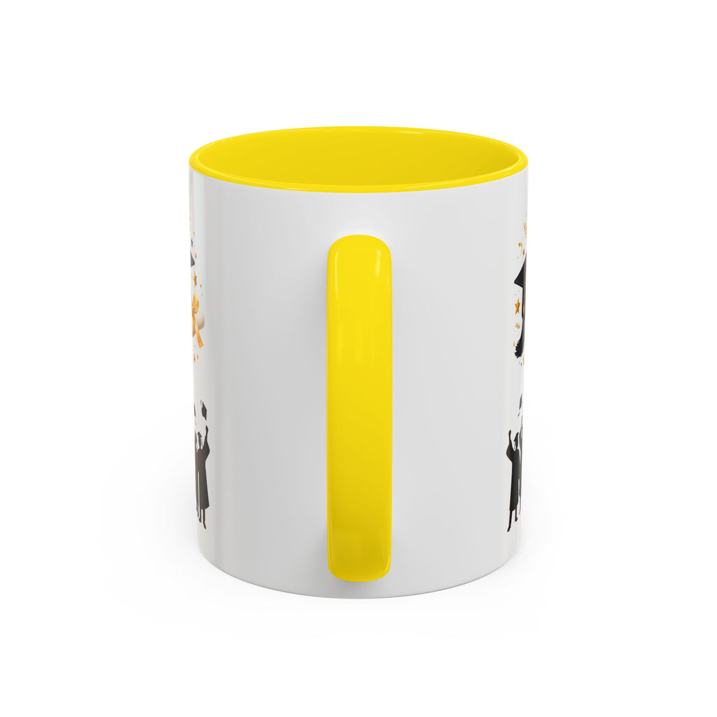 Graduation Celebration Coffee Mug — Cap, Diploma & Tossed Caps Design