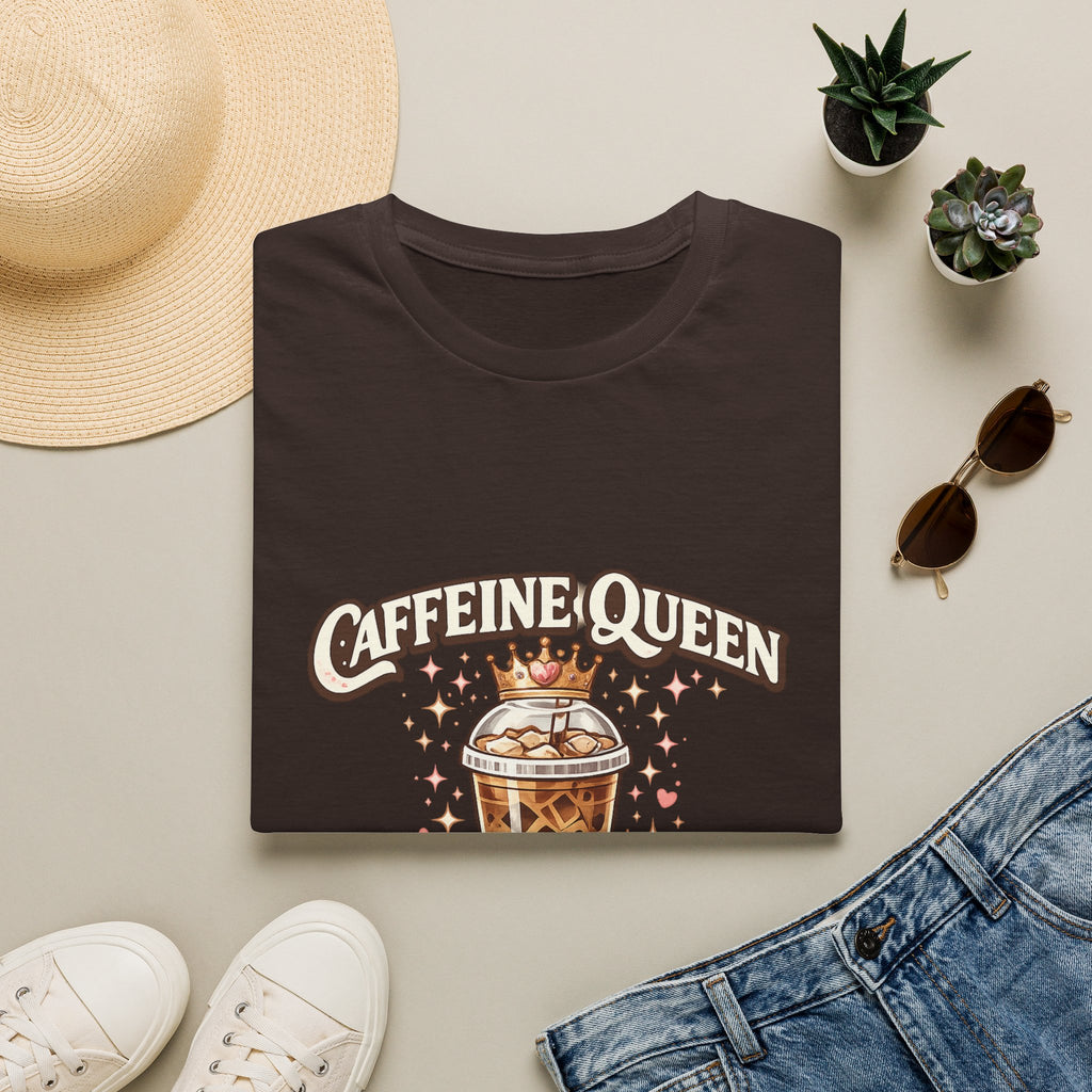 Caffeine Queen Iced Coffee Graphic T-Shirt | Coffee Lover Tee