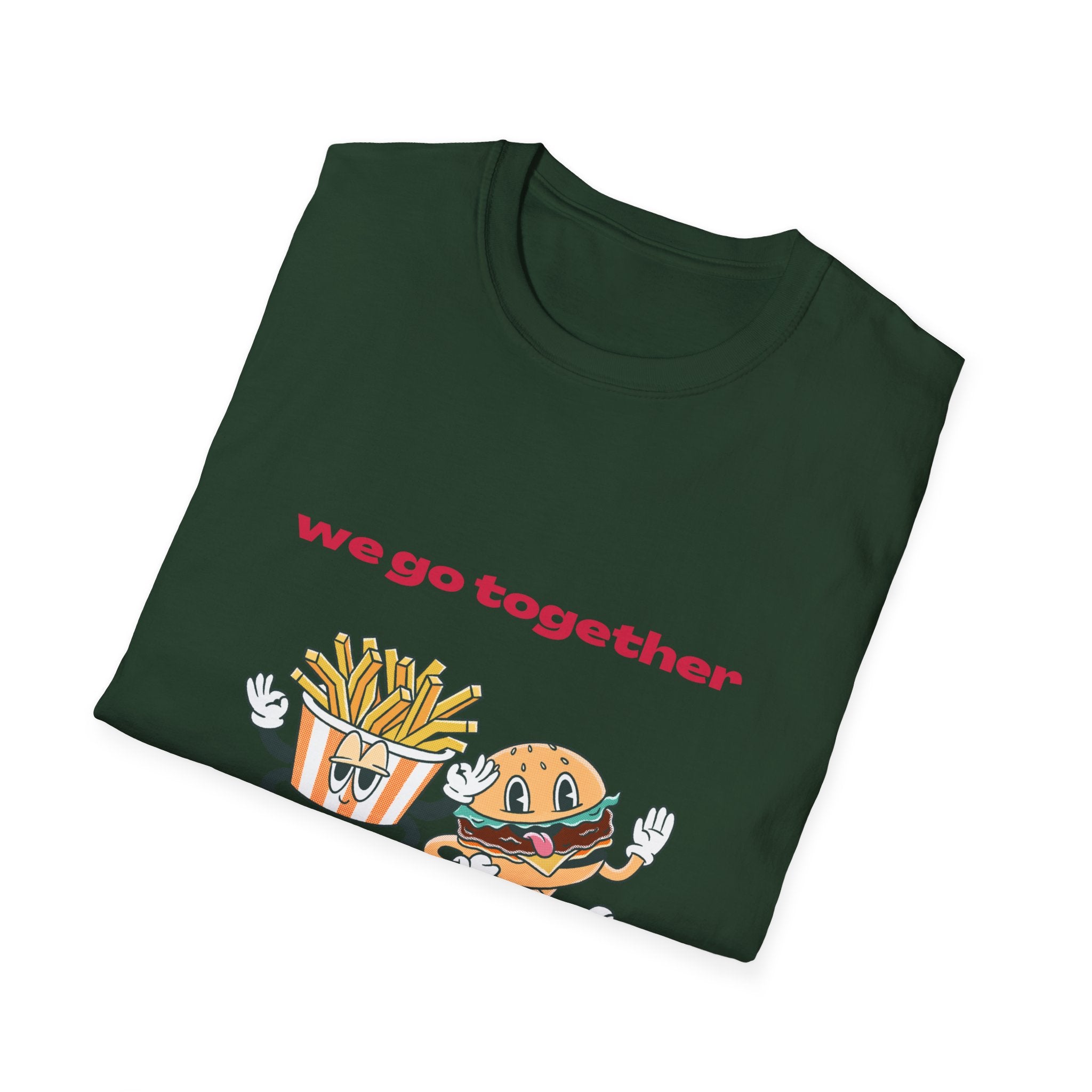 Burger & Fries Graphic T-Shirt — "We Go Together" Cute Matching Tee