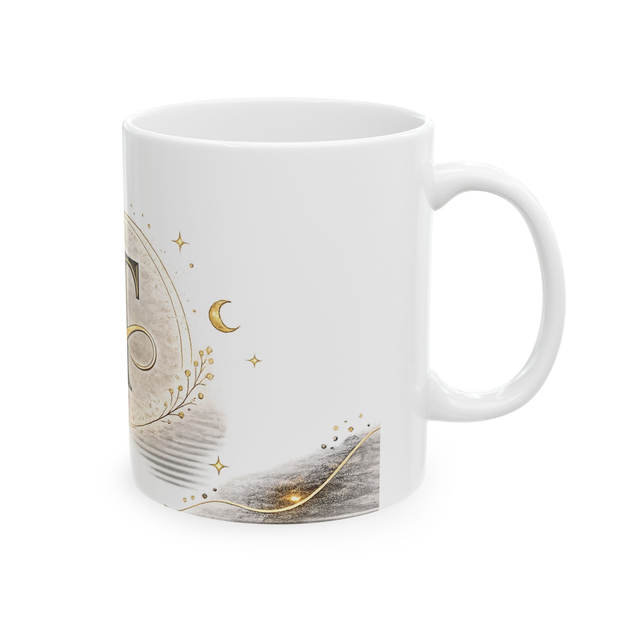 Monogram 'T' Gold Laurel Ceramic Mug – Personalized Initial Coffee Cup