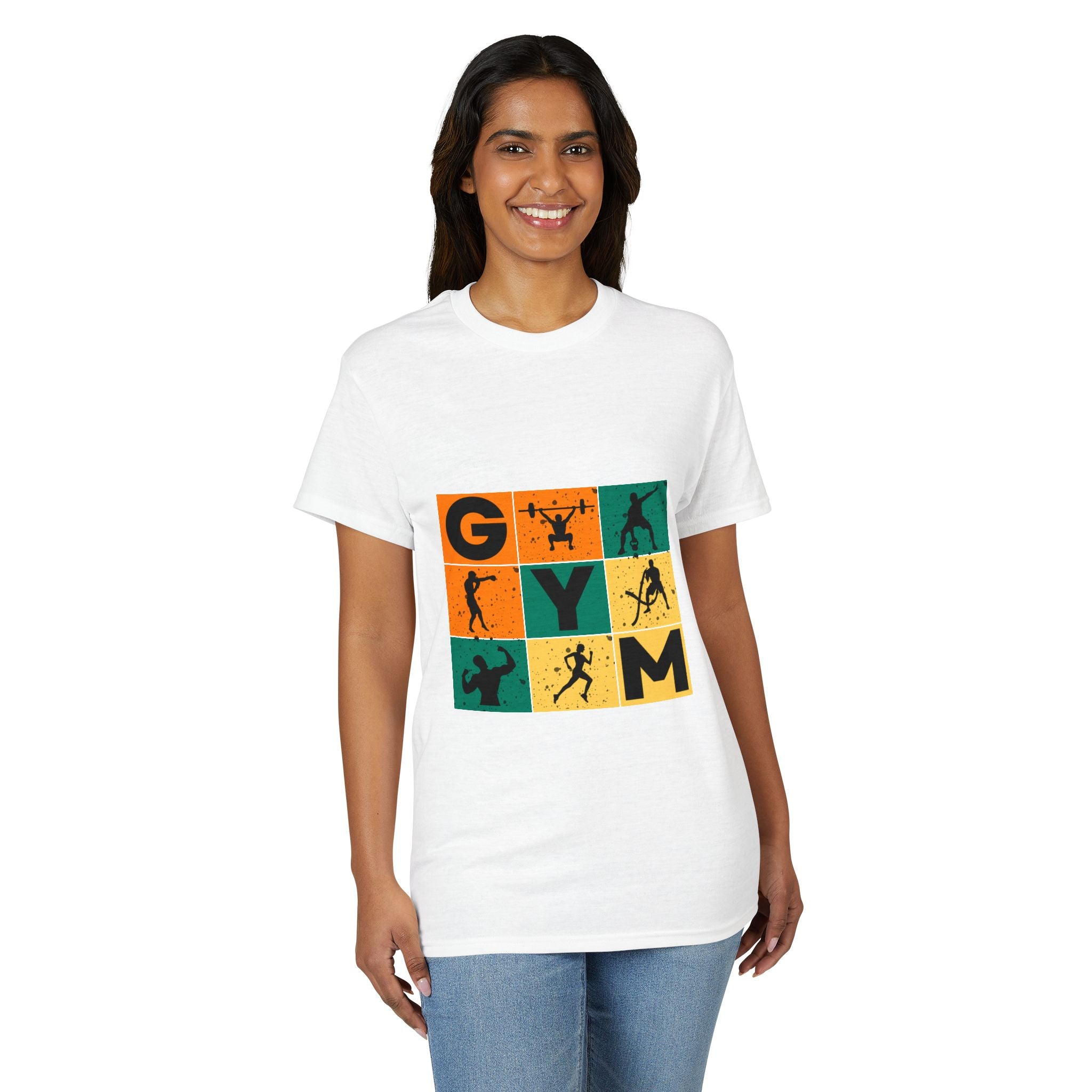 Gym Blocks Graphic T-Shirt — Retro Fitness Silhouette Tee