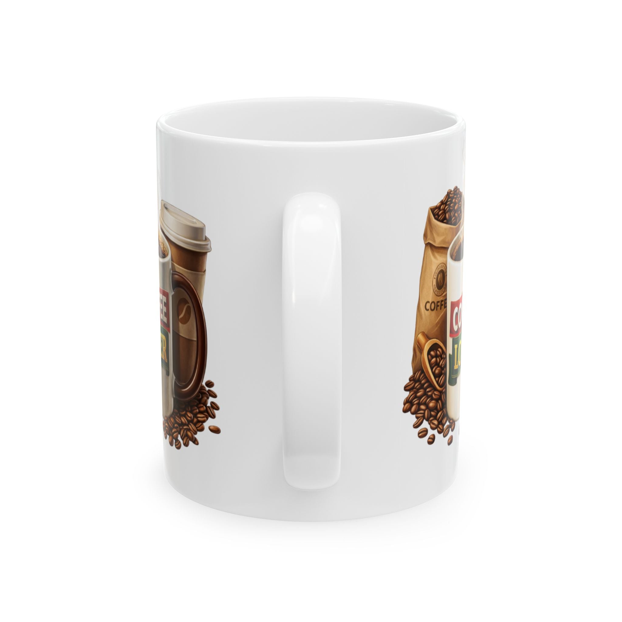 Coffee Lover Ceramic Mug — Rustic Coffee Bag & Cup Design (11oz/15oz)