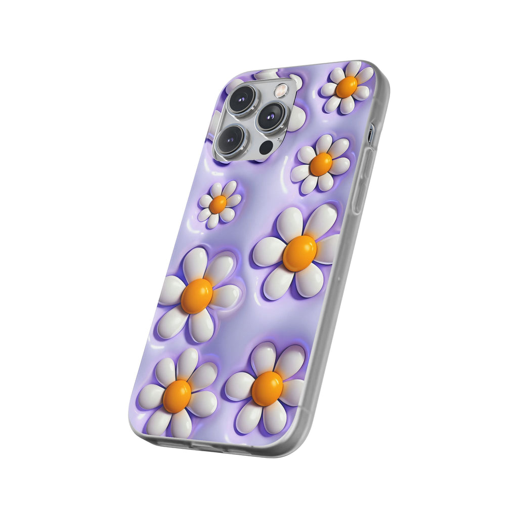 Purple 3D Daisy Phone Case – Cute Floral iPhone Flexi Case