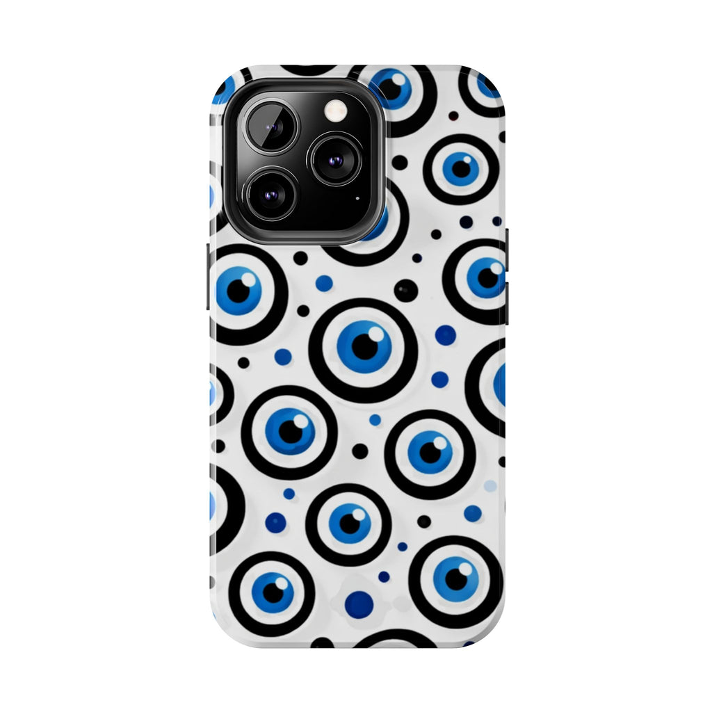 Blue Evil Eye Pattern Tough Phone Case — Protective Ceramic Nazar Design