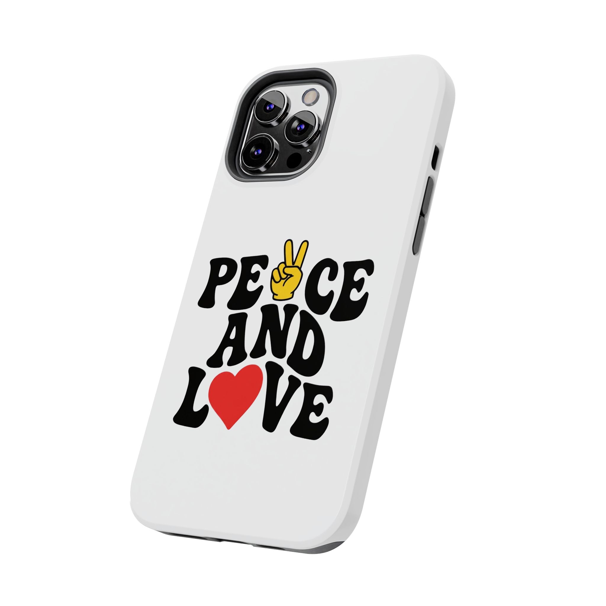 Peace and Love Tough Phone Case — Retro Peace Sign & Heart Protective Cover